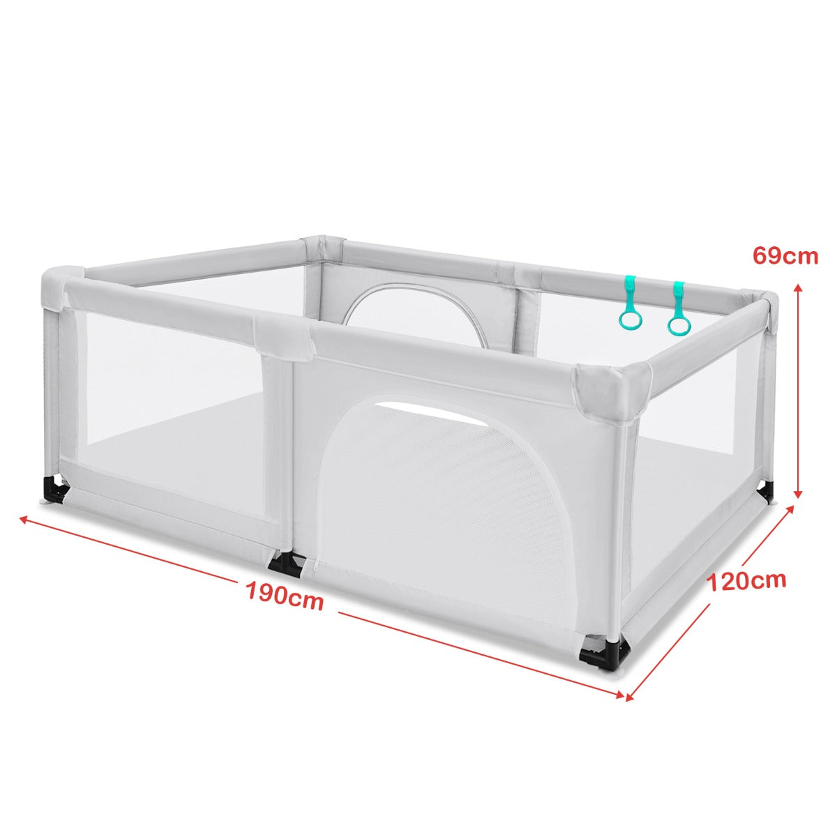 LIVSK Speelbox met 50 Ballen - Veilig Niet-giftig Materiaal - Ademend Net - Eenvoudige Montage - 120 x 190 x 69 cm - Grijs