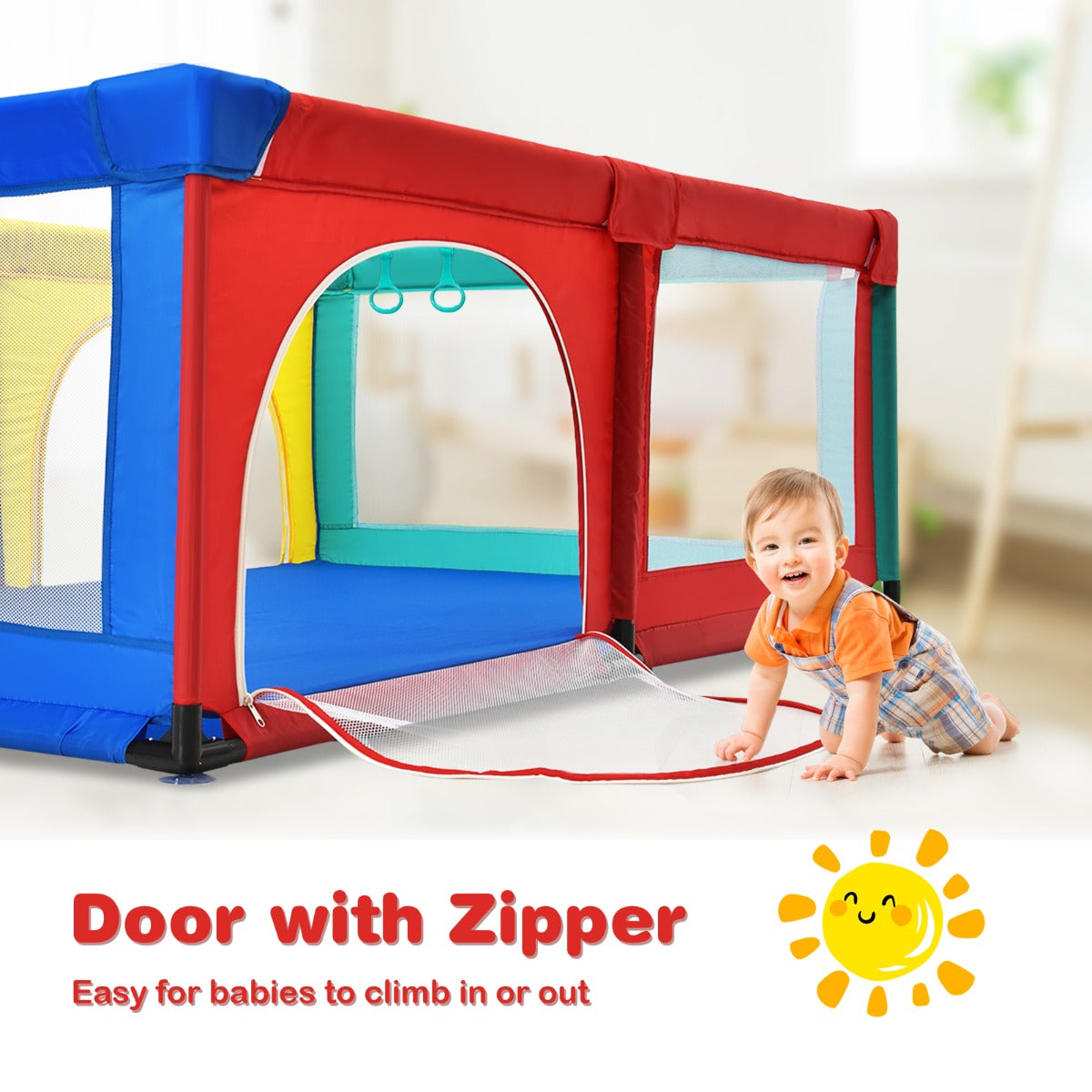 LIVSK Speelbox met 50 Oceaanballen - Ademend Net - Veilig en Niet-giftig - Eenvoudige Montage - 120 x 190 x 69 cm - Rood, Geel,