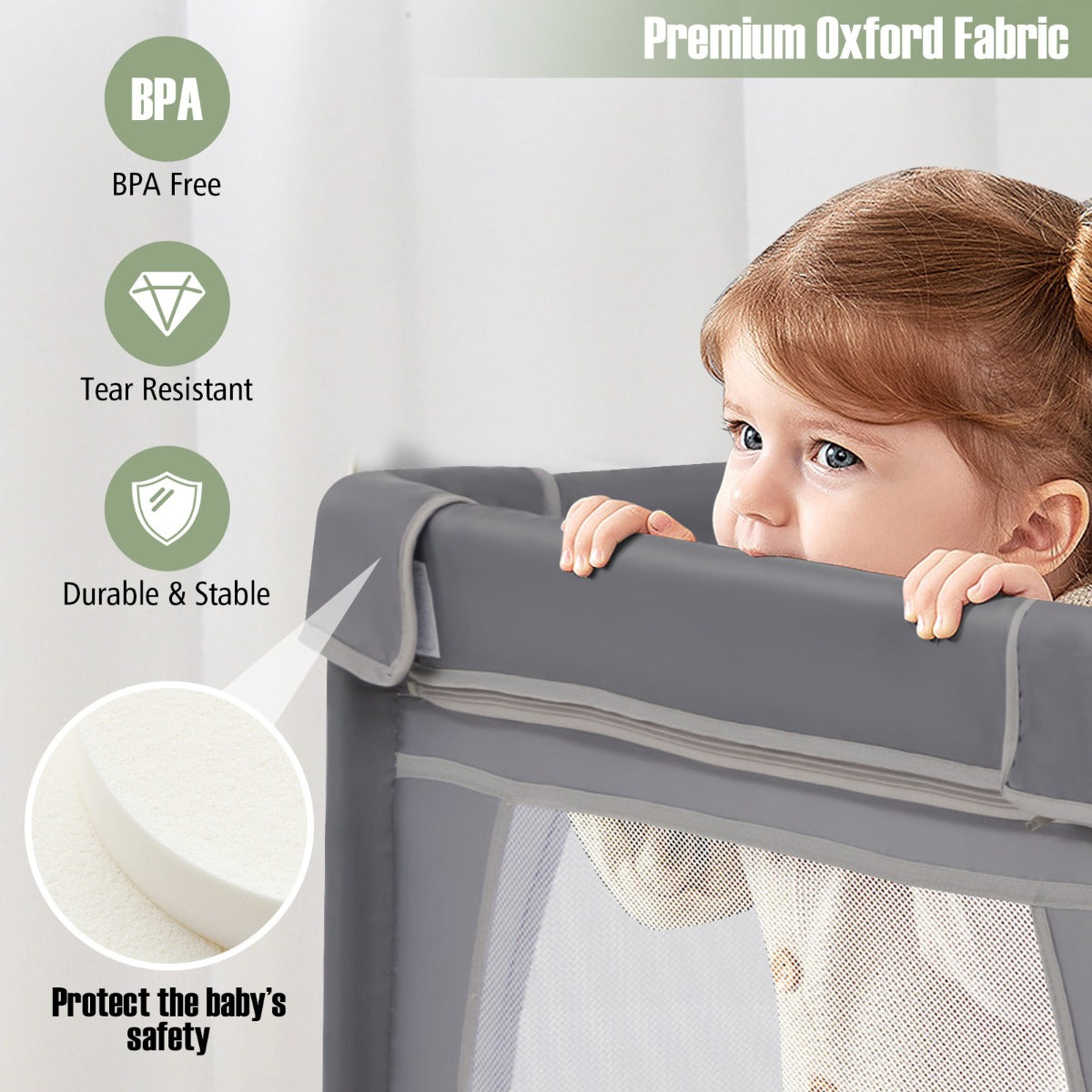 LIVSK Vloerstaande Babybox - Ruime Speelruimte voor Meerdere Baby's - Transparant Mesh - Stevig Metalen Frame - Inclusief 50