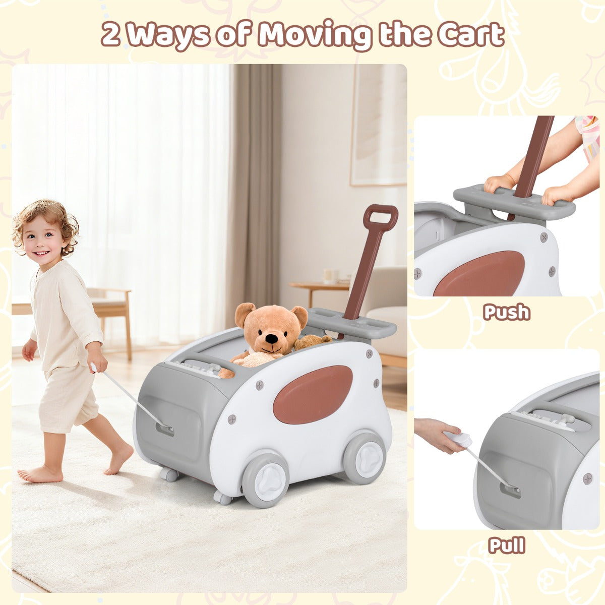 Livsk costway babyloopwagen 2 in 1 loopwagen met wielen opklapbaar zitje en veiligheidsgordel 4