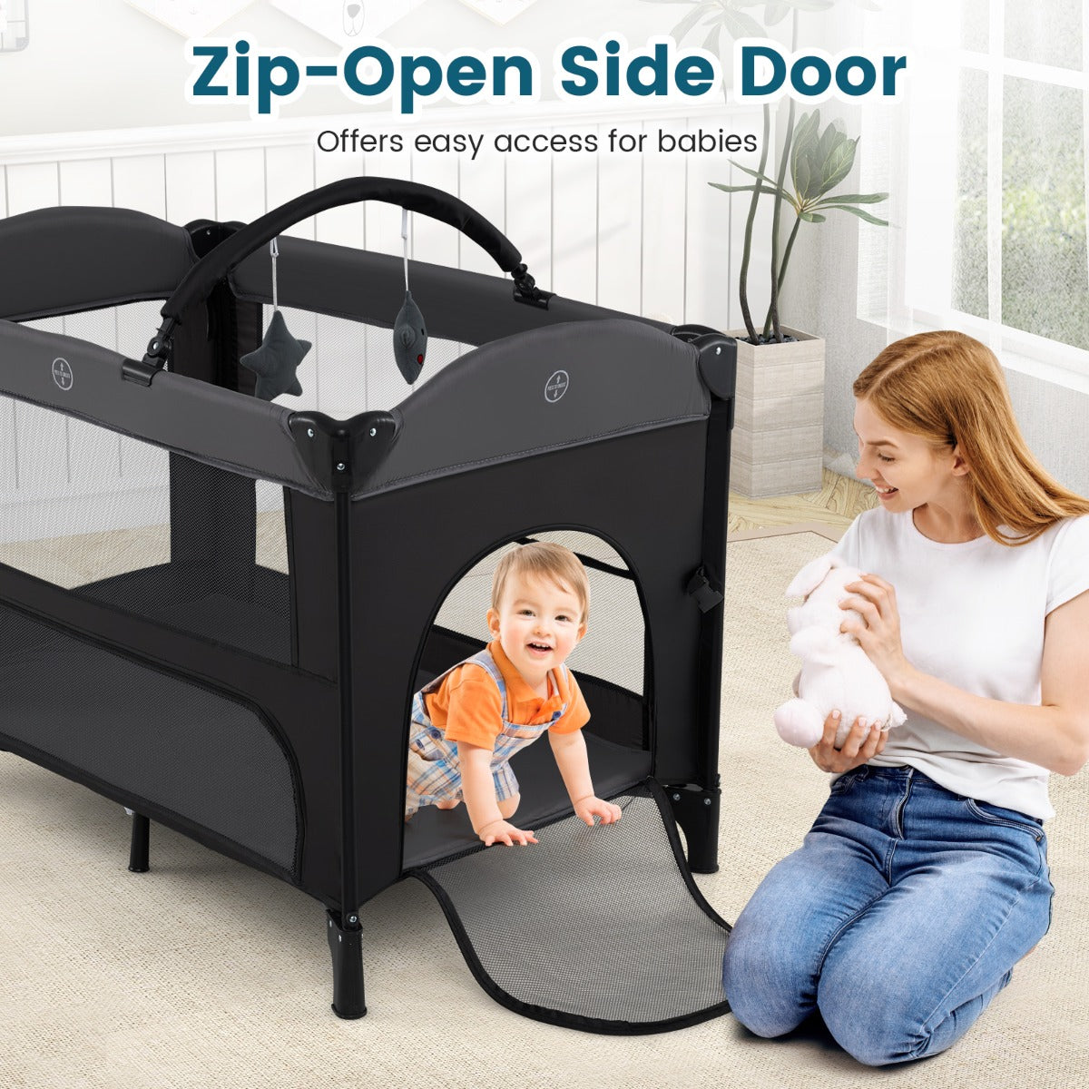 LIVSK 5-in-1 Reisbed voor Baby's - Wieg, Commode, Box en Activiteitencentrum - Inclusief Speelgoedboog - Veilig en Comfortabel -