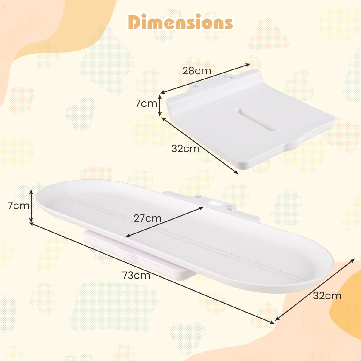 LIVSK Babyweegschaal - Digitaal met Afneembaar Plateau - APP-integratie - 50 g tot 150 kg - LED-scherm - Wit