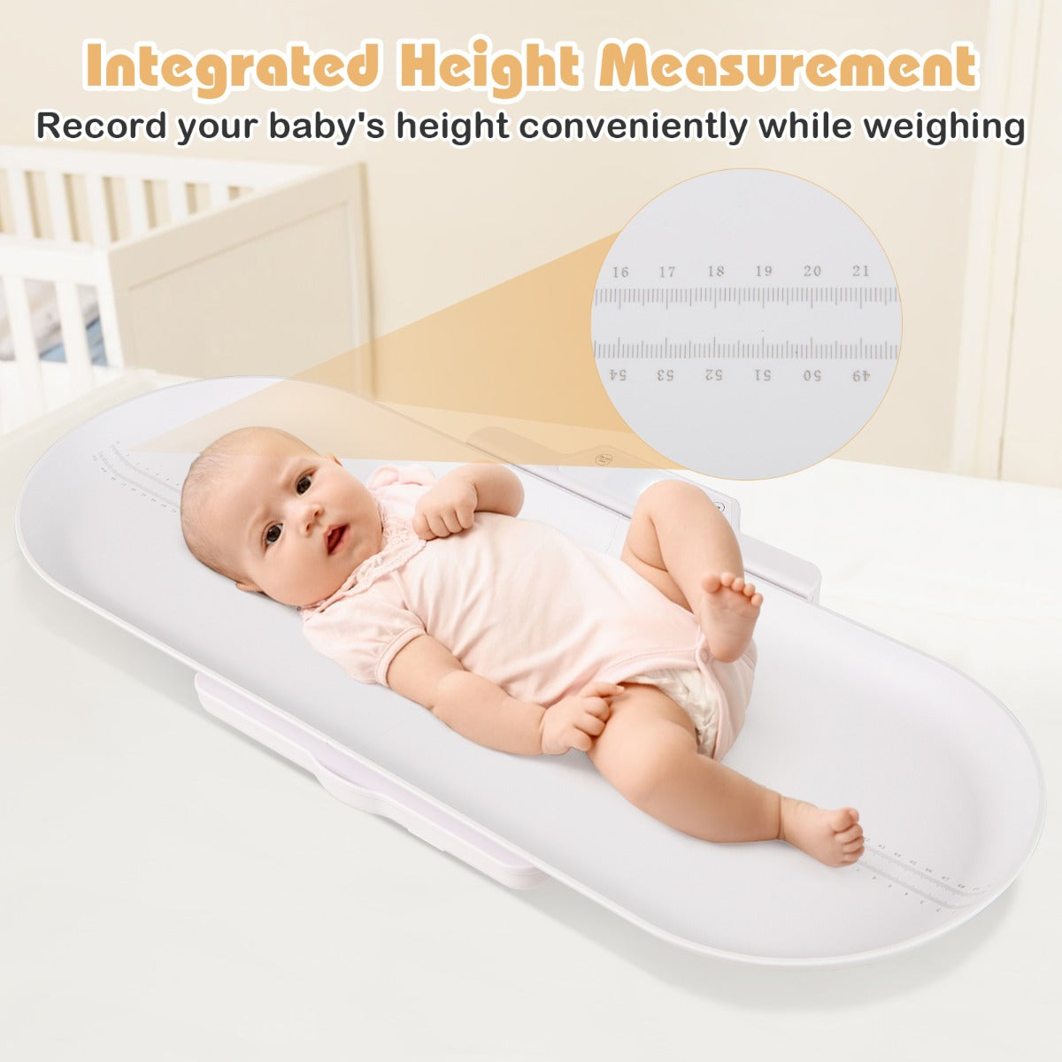 LIVSK Babyweegschaal - Digitaal met Afneembaar Plateau - APP-integratie - 50 g tot 150 kg - LED-scherm - Wit