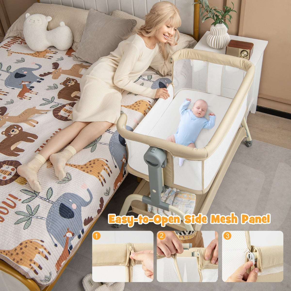 LIVSK 4-in-1 Wiegverhoger - Veilig en Comfortabel - 6 Verstelbare Hoogtes - Inclusief Draagtas - Tot 9 kg - Grijs