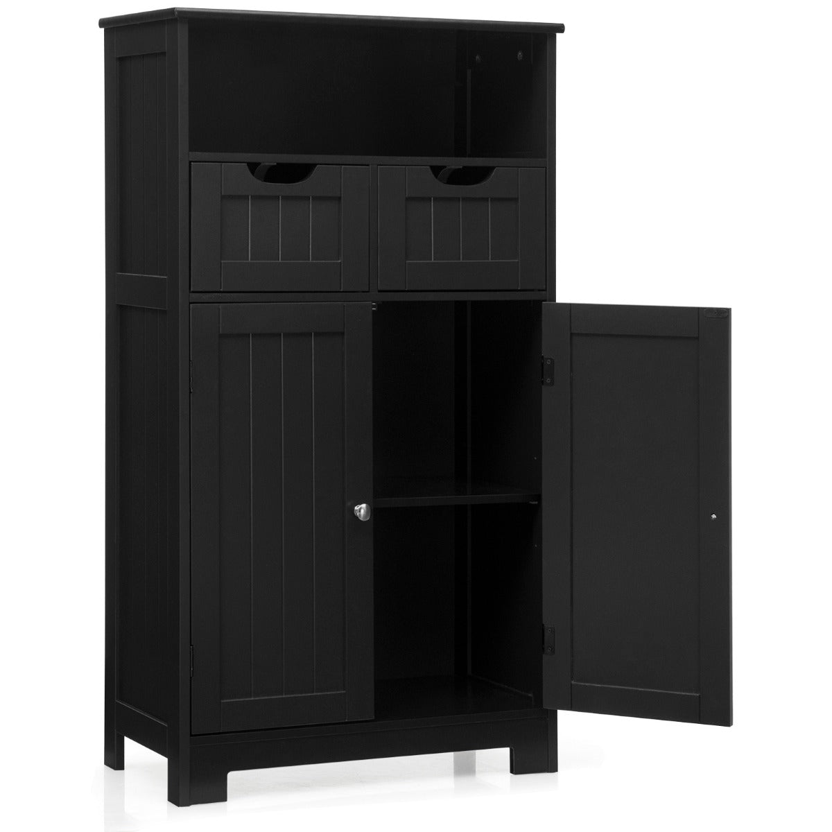 LIVSK Verstelbare Vloerkast - 2 Laden & 3 Vakken - Waterdicht & Krasbestendig - Stevig MDF - 60 x 30 x 109 cm - Zwart