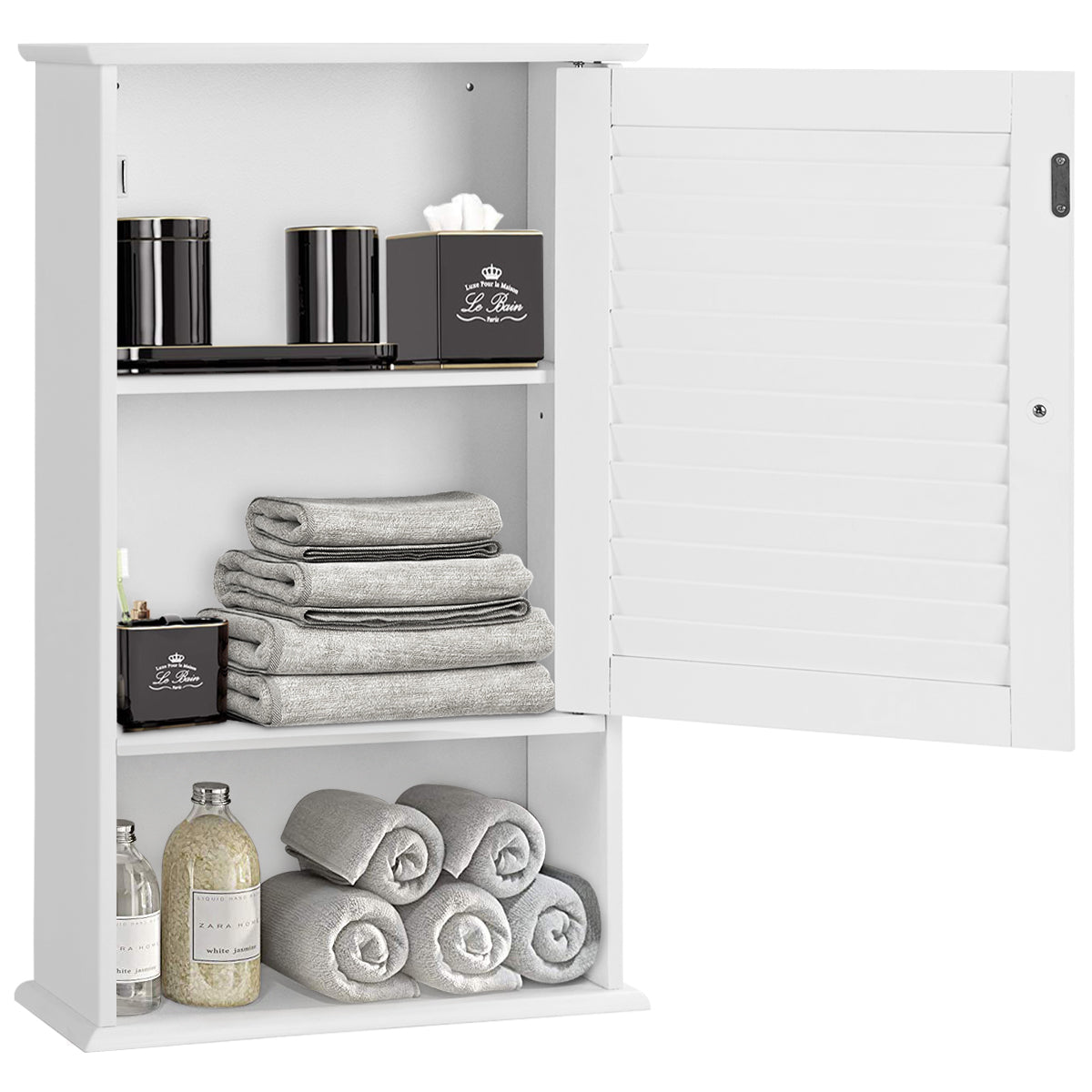LIVSK Wandgemonteerde Badkamer Opbergkast - 2 Verstelbare Planken - Ruimtebesparend - MDF - 42 x 16,5 x 70 cm - Wit