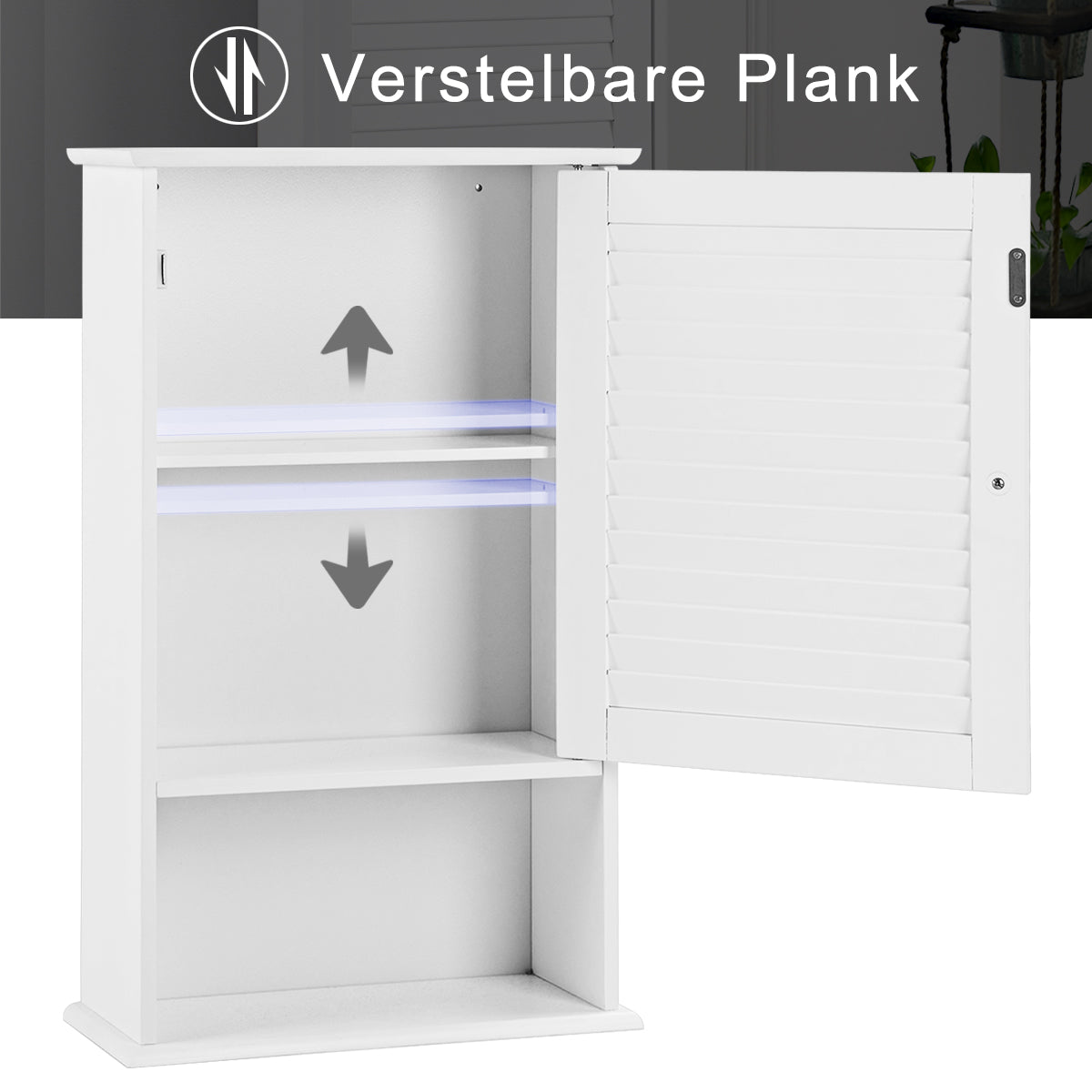 LIVSK Wandgemonteerde Badkamer Opbergkast - 2 Verstelbare Planken - Ruimtebesparend - MDF - 42 x 16,5 x 70 cm - Wit