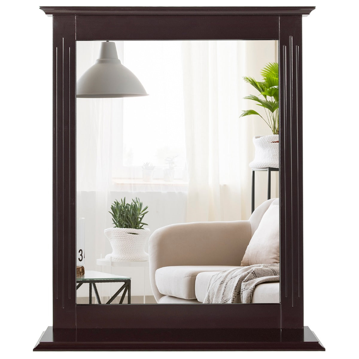 LIVSK Wandspiegel met Opbergplank - HD Aankleedspiegel - Stevig MDF - Waterdicht en Duurzaam - Eenvoudige Wandmontage - Wit
