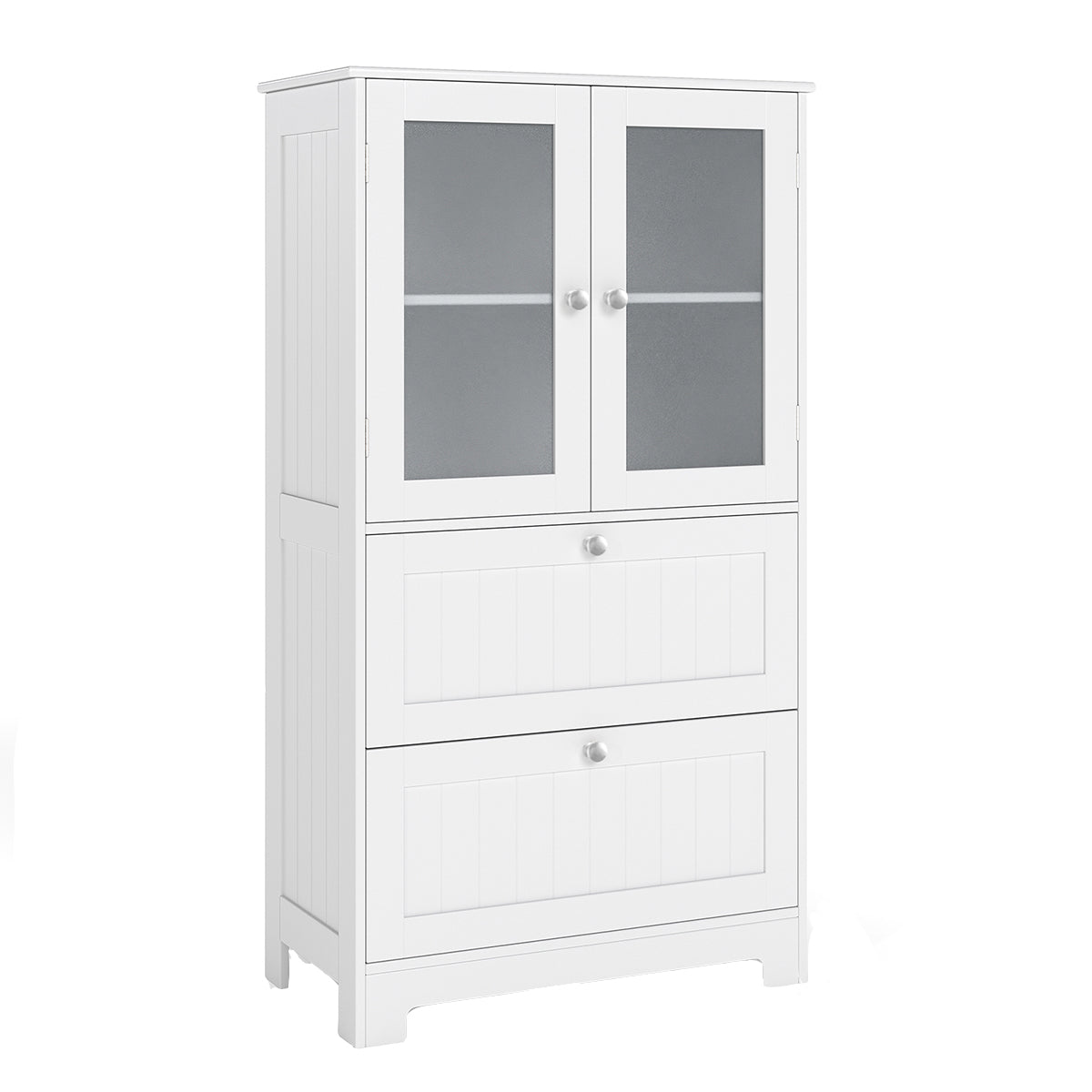 LIVSK Vrijstaande Opbergkast - 2 Grote Lades - Verstelbaar Rek - Kantelbeveiliging - Modern Design - 60 x 30 x 108 cm - Wit