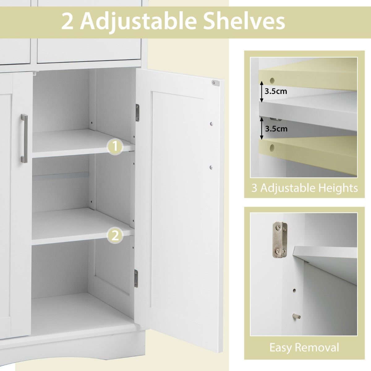 LIVSK Badkamerkast met 2 Laden en Verstelbare Planken - Open Opbergvak - Robuuste Constructie - Kantelbeveiliging - 60 x 30 x 108