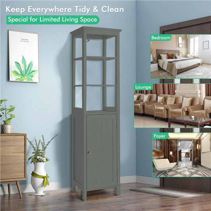 LIVSK Badkamerkast - Vrijstaand met Verstelbare Plank - Ruimtebesparend en Duurzaam - Stabiel en Elegant - 40 x 32 x 161,5 cm -