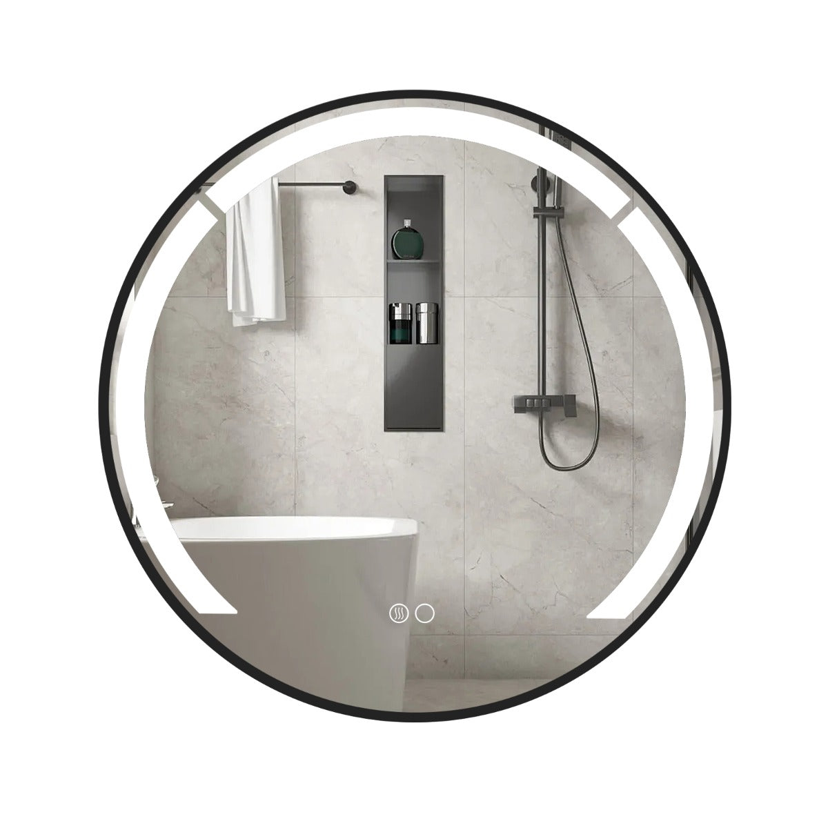 Livsk costway badkamerspiegel o 60 cm ronde badkamerspiegel met dimbare led verlichting 3 kleurtemperaturen
