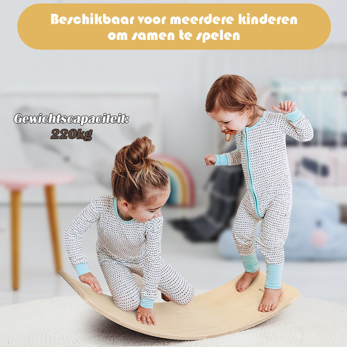 LIVSK Balansbord 90 x 40 x 19 cm - Natuurlijk Berkenhout - 220 kg Belastbaar - Voor Kinderen en Volwassenen - Natuur