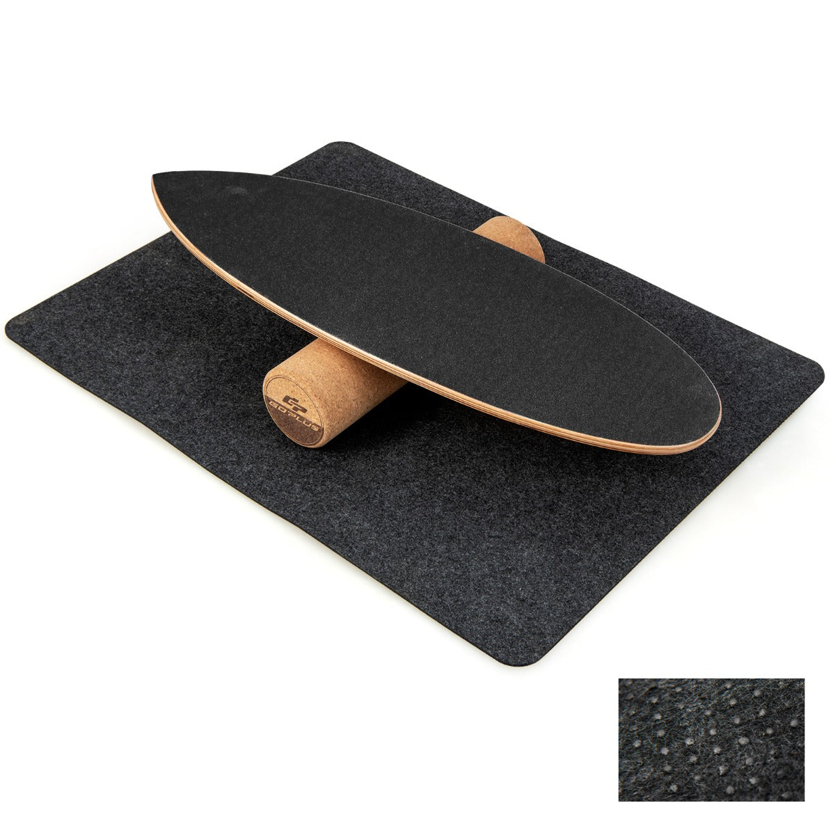 LIVSK Balanceerplank Kit - Inclusief Kurkrol en Vilten Mat - Tot 100 kg - Duurzaam 8-laags Hardhout - Zwart + Natuurlijk
