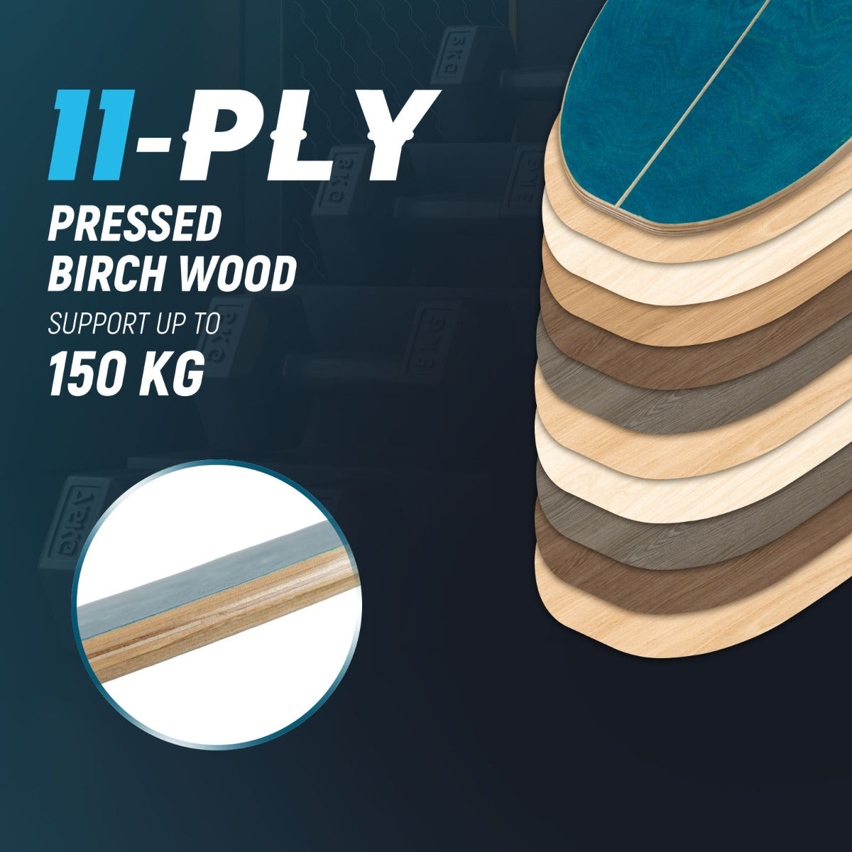 Livsk costway balansbord voor volwassenen houten schommel met kurken rollen en opbergbeugel marineblauw