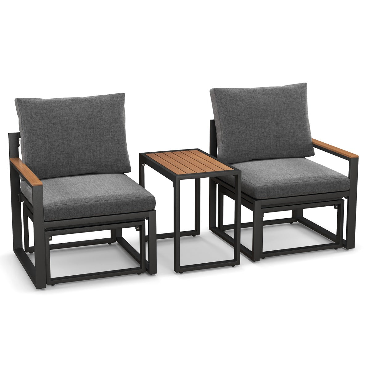 Livsk costway balkonmeubel weerbestendige tuinmeubelset met aluminium frame en zachte kussens balkonset met 2 stoelen en tafel terrasmeubels 1 1