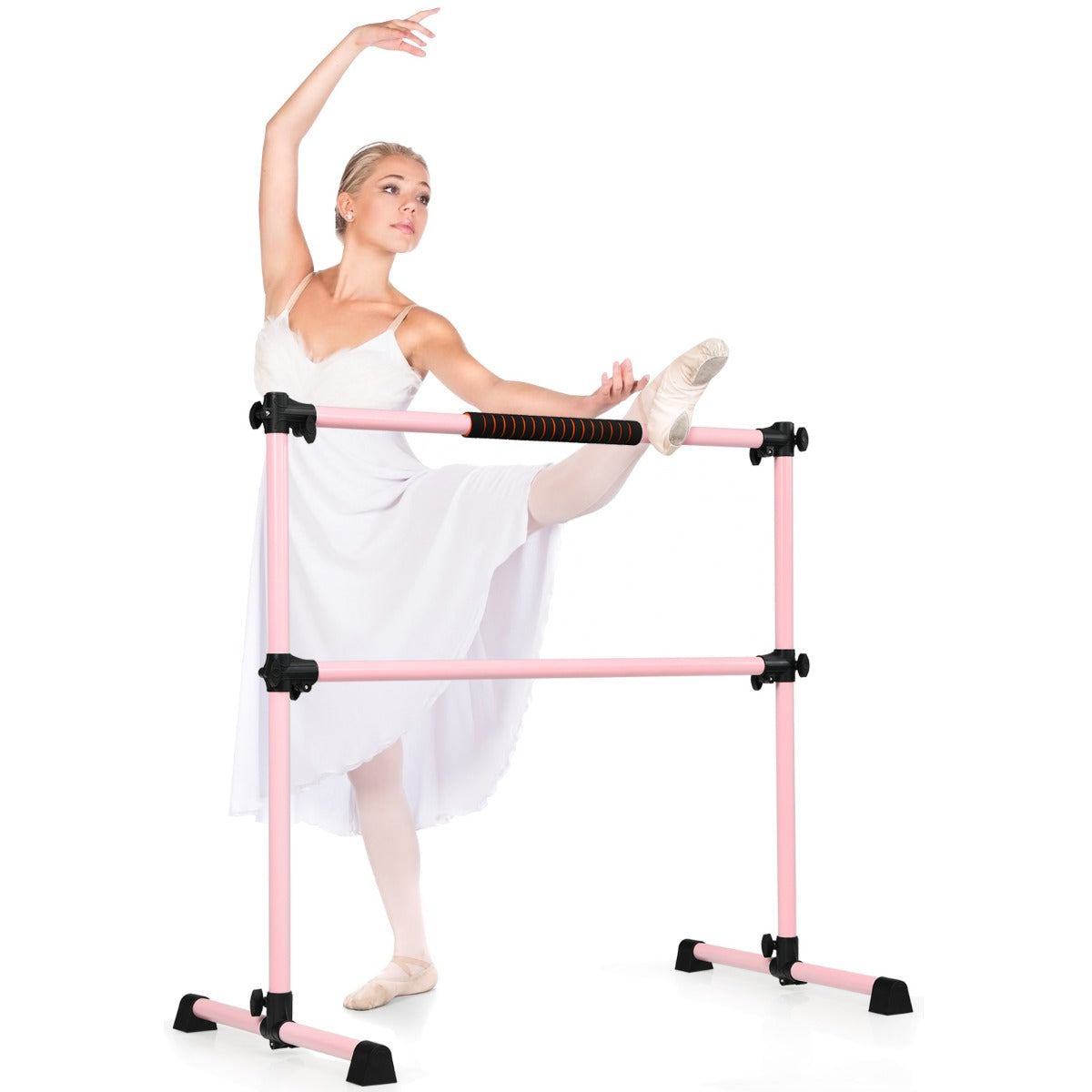 LIVSK Vrijstaande Ballet Barre - Verstelbare Hoogte tot 119 cm - Duurzaam Roestbestendig - Antislip Voetjes - Roze