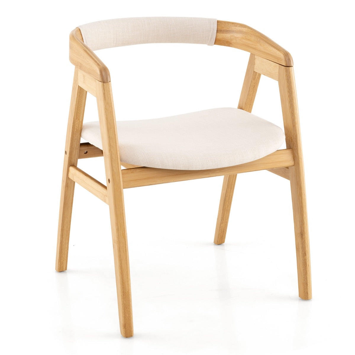 LIVSK Bamboe Loungestoel - Ergonomisch met Linnen Bekleding - Antislip - Duurzaam en Comfortabel - Tot 150 kg - Naturel
