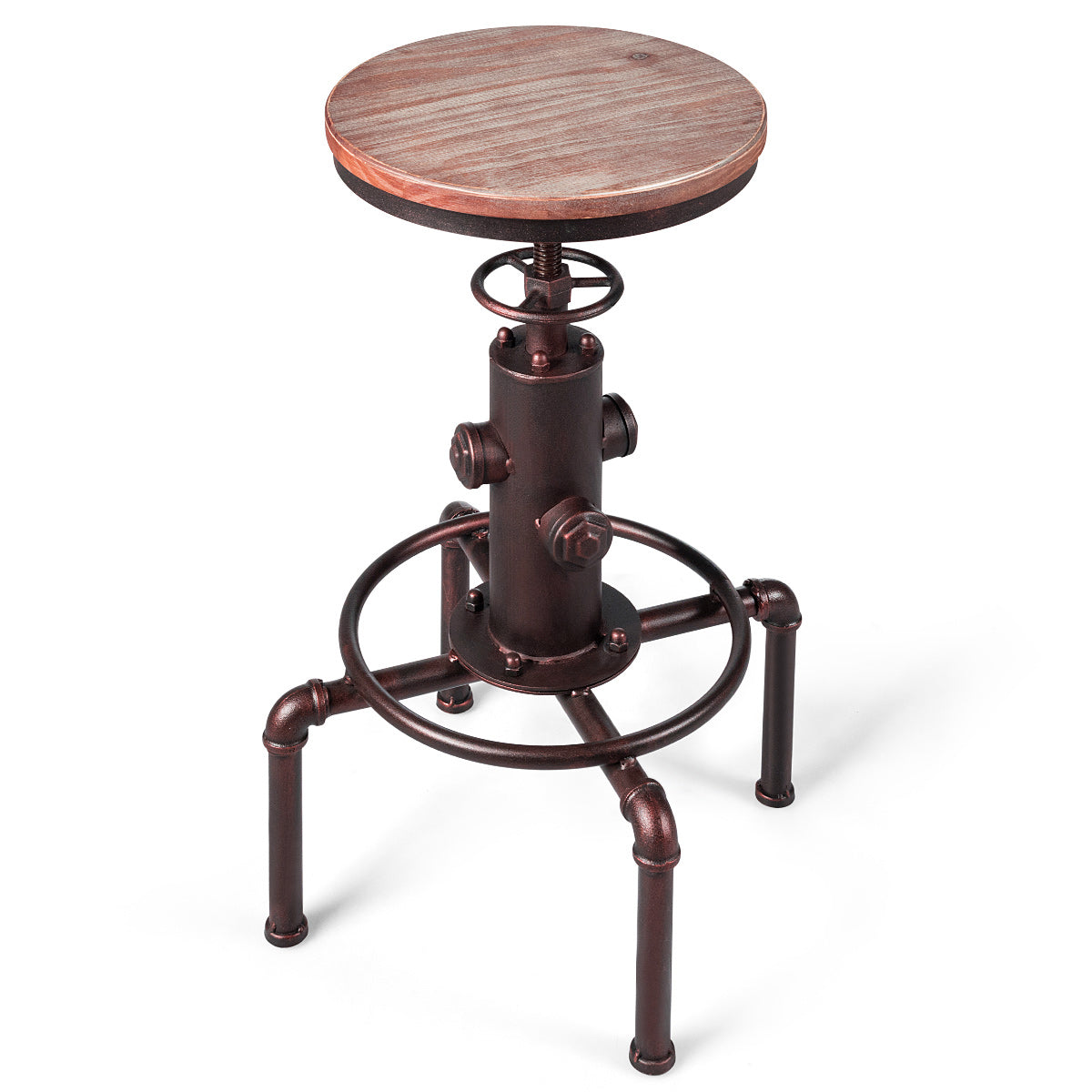 LIVSK Verstelbare Barkruk met Voetsteun - Retro Industriële Stijl - Massief IJzeren Frame - Draagvermogen tot 150 kg - Zoals