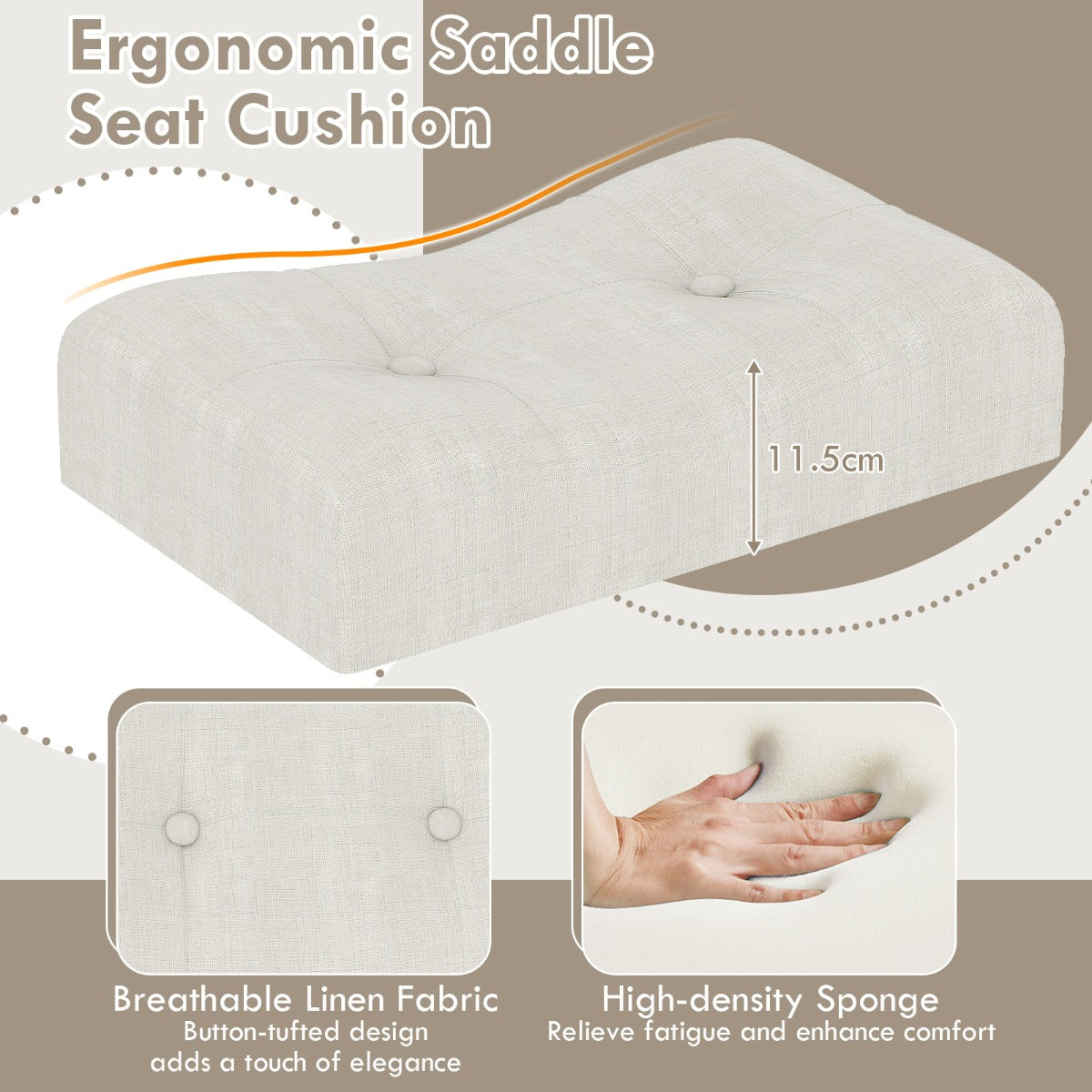 LIVSK Bartafelset met Stopcontacten - Ergonomische Zadelzittingen - Massief Hout - Ruimtebesparend - Grijs + Beige