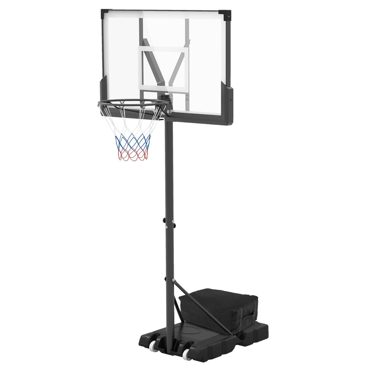 LIVSK Verstelbare Basketbalring - Hoogte 125-305 cm - Duurzaam Backboard - Mobiel met Wielen - Voor Binnen en Buiten - Zwart