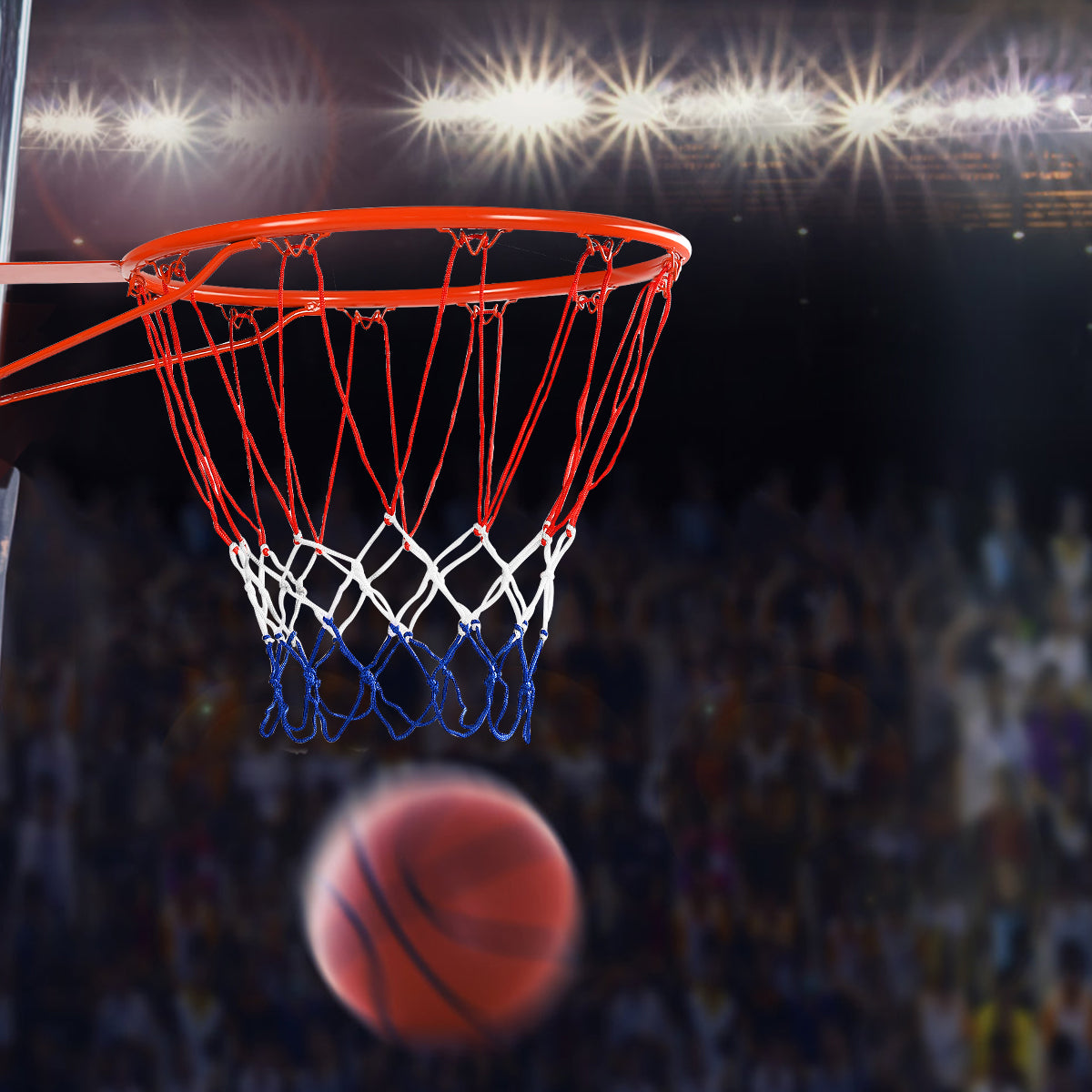 LIVSK Professionele Wandmontage Basketbalring - Stalen Constructie - Nylon Net - Voor Binnen en Buiten - 45 cm - Oranje-Rood +