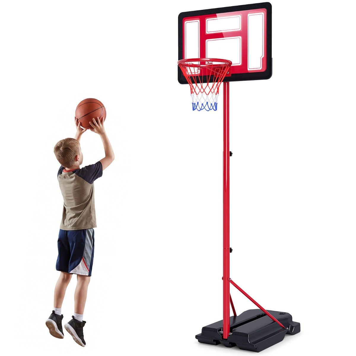 Livsk costway basketbalring in hoogte verstelbaar van 95 155 cm met standaard draagbare basketbalring voor kinderen en tieners 1
