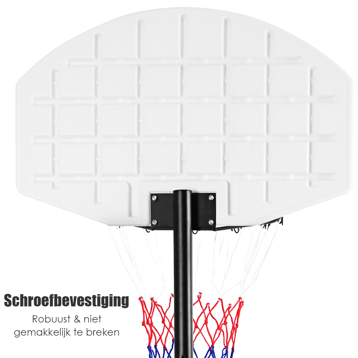 LIVSK Basketbalstandaard - Verstelbaar van 165 tot 215 cm - Met Wielen - Voor Binnen en Buiten - Duurzaam PE en Staal - Zwart