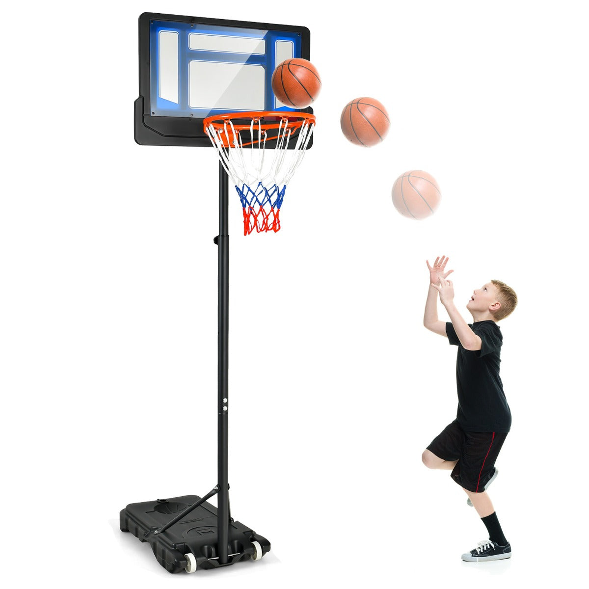 LIVSK Hoogte Verstelbare Basketbalstandaard - Geschikt voor Kinderen en Volwassenen - Duurzaam en Stabiel - Blauw