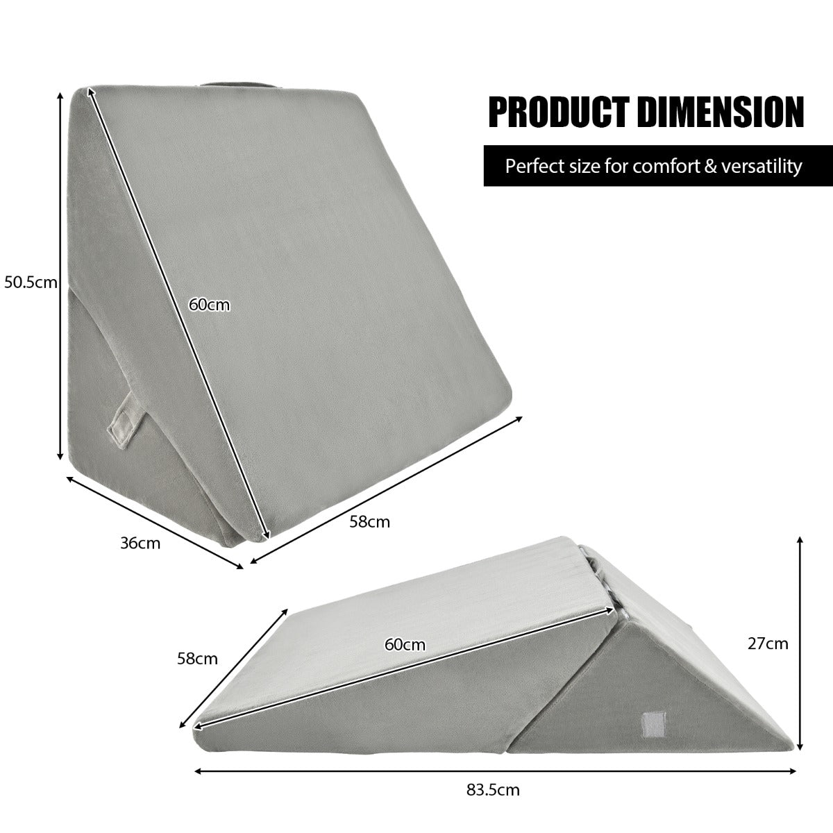 LIVSK Bedwig Kussen - Verstelbaar Ergonomisch Ontwerp - Traagschuim met Wasbare Flanellen Hoes - 7-in-1 - 58 x 50,5 x 36 cm -