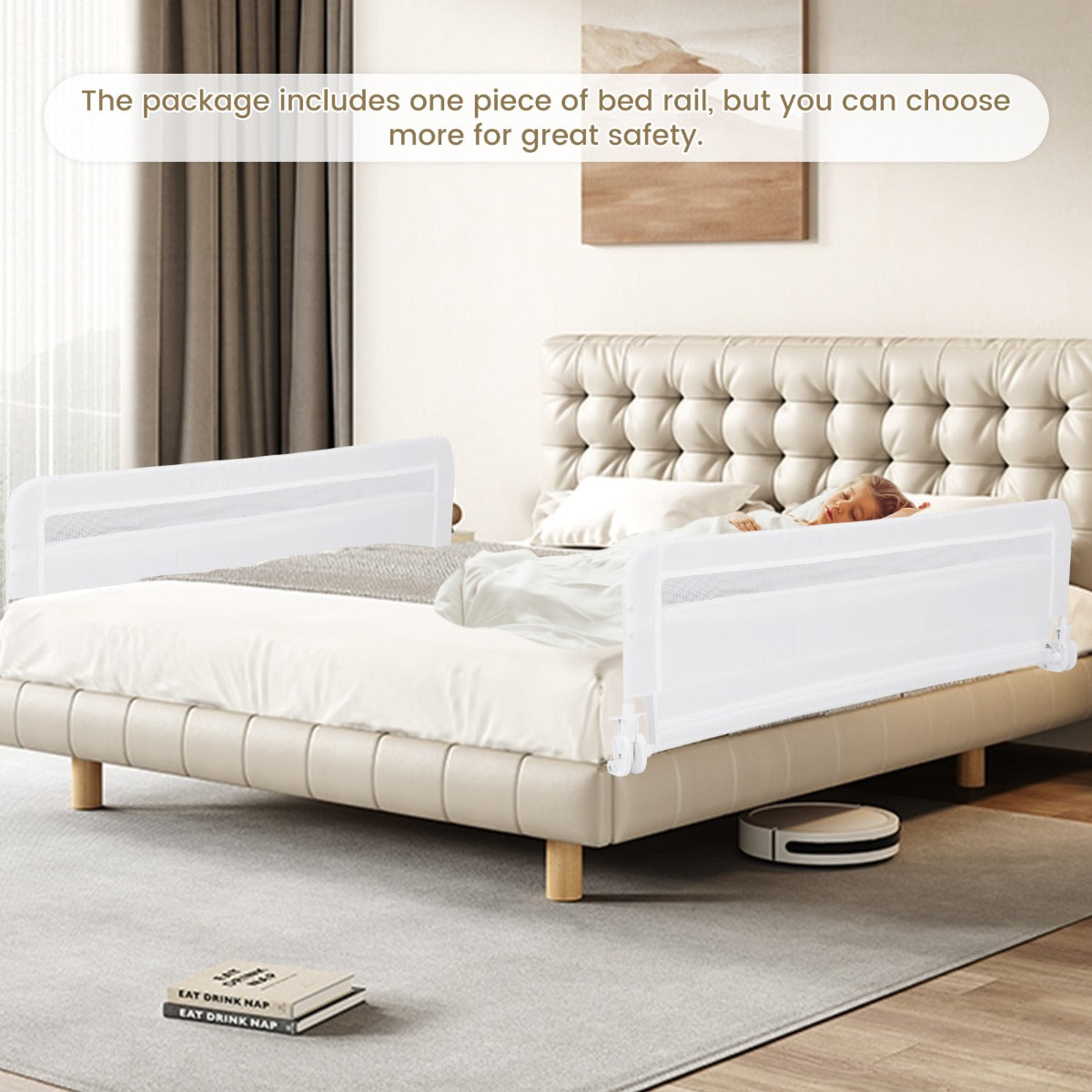 LIVSK Bedhekje - Opvouwbaar - Robuuste Metalen Constructie - Eenvoudige Montage - 120 x 41 x 42 cm - Wit
