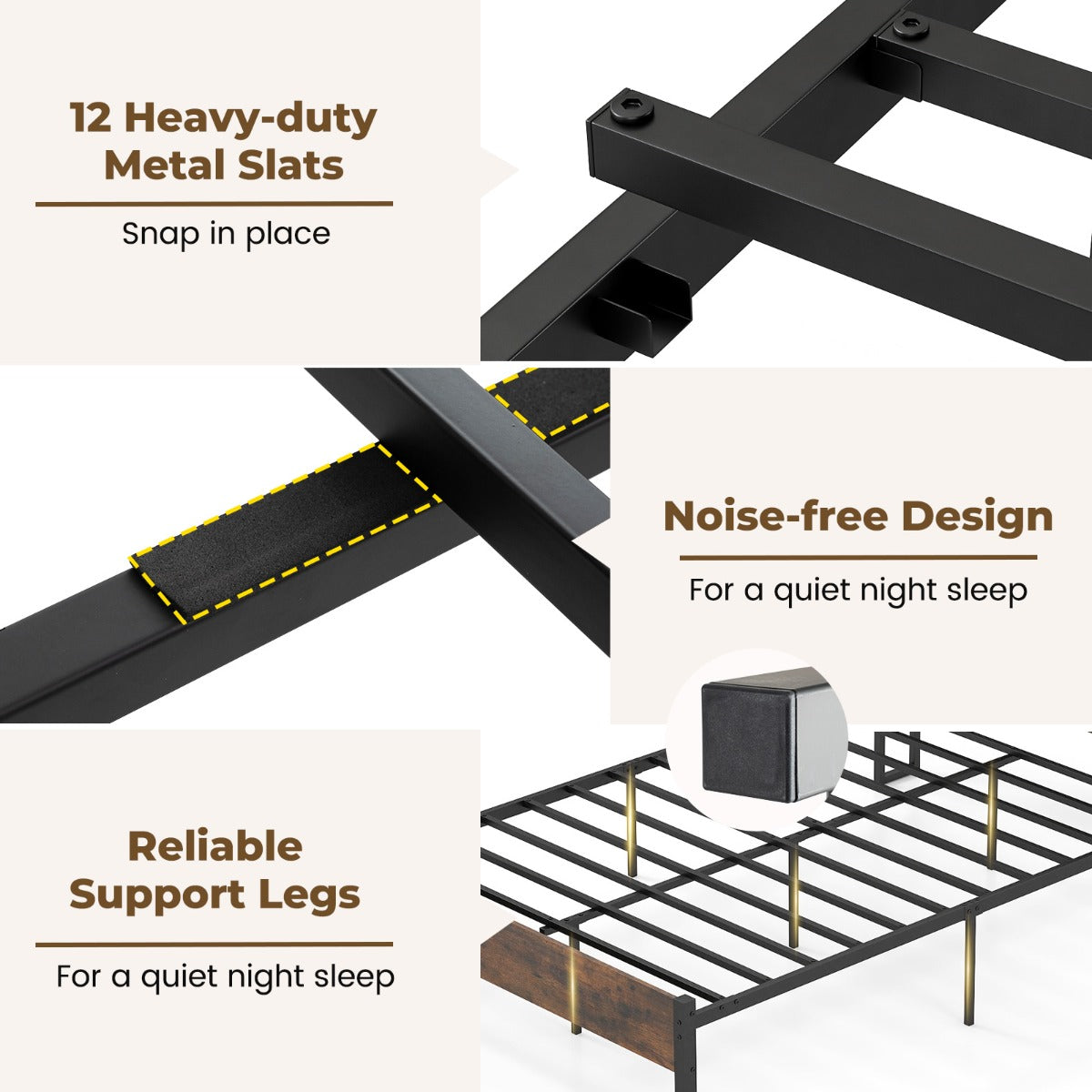 Livsk costway bedframe met ledverlichting platformbed in industriele stijl met opbergbaar hoofdeinde en stopcontacten 3