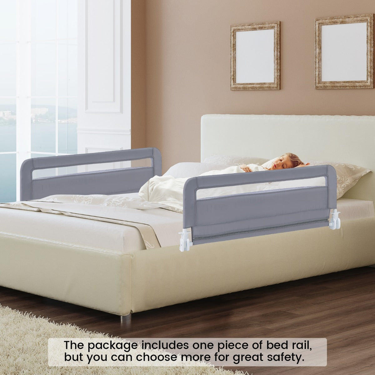 LIVSK Opvouwbaar Bedhekje - Eenvoudig te Installeren - Veilig met Schokabsorberende Hoezen - Voor Diverse Bedframes - 100 x 41 x