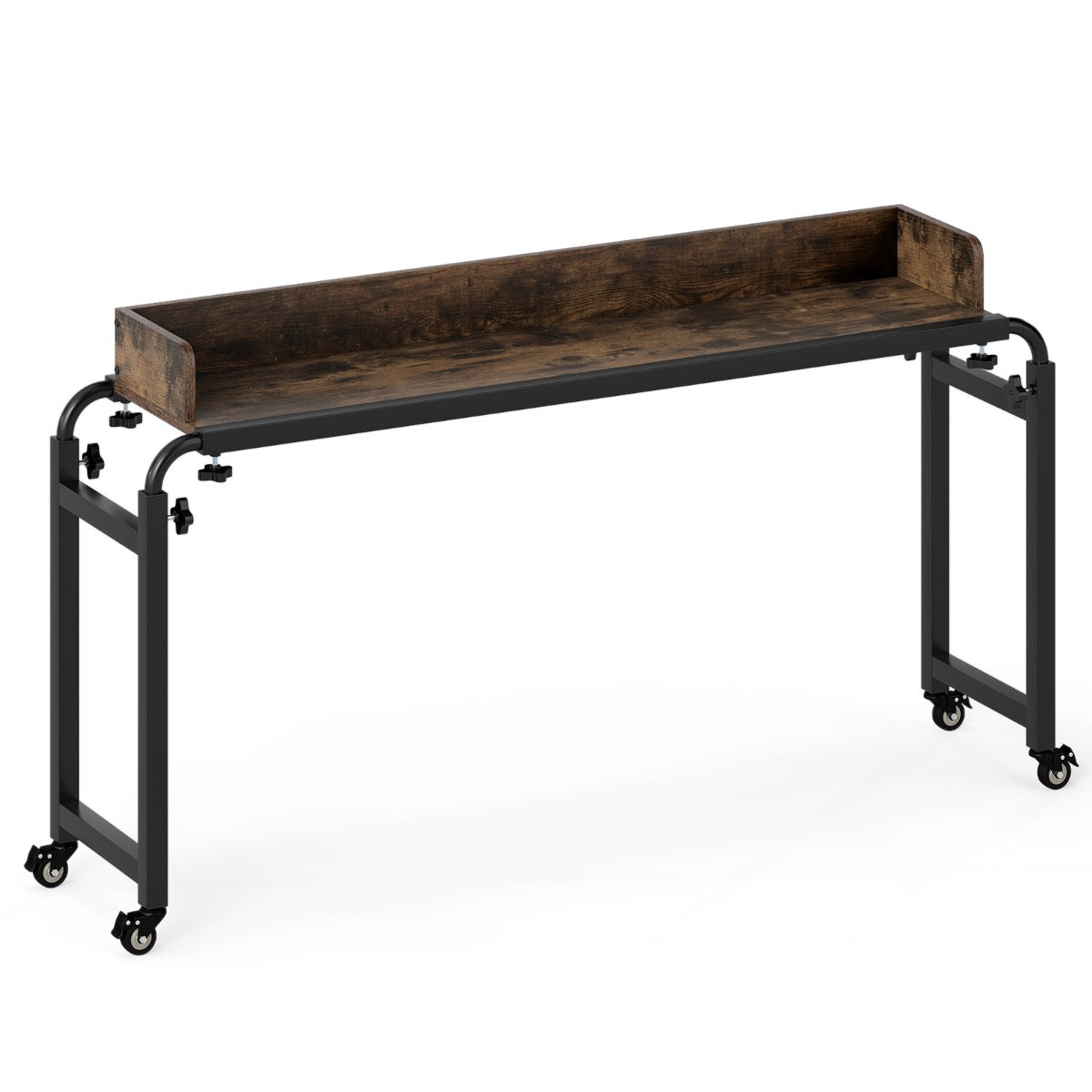 LIVSK Verstelbare Bedtafel met Wielen - Hoogte 73,5 - 102,5 cm - Lengte 135,5 - 206 cm - Robuust Metaal - Voor Werk en