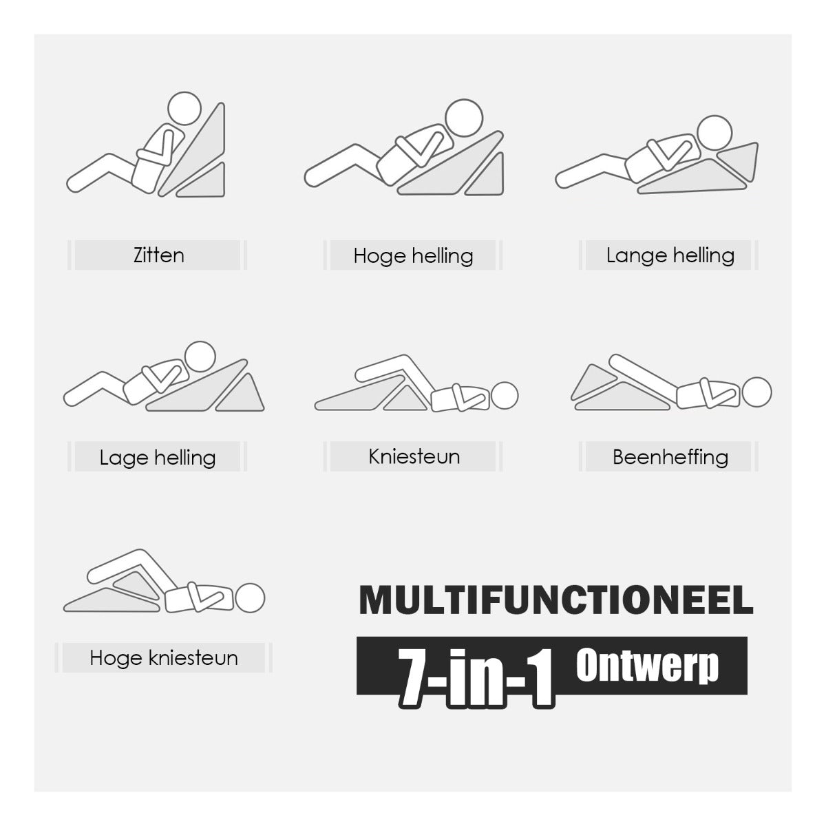 LIVSK 7-in-1 Verstelbaar Traagschuim Bedwig Kussen - Ergonomisch Ontwerp - Wasbare Hoes - Draagbaar - Wit
