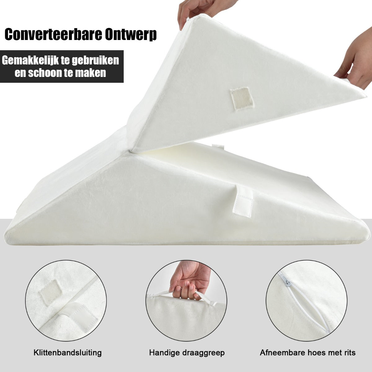 LIVSK 7-in-1 Verstelbaar Traagschuim Bedwig Kussen - Ergonomisch Ontwerp - Wasbare Hoes - Draagbaar - Wit