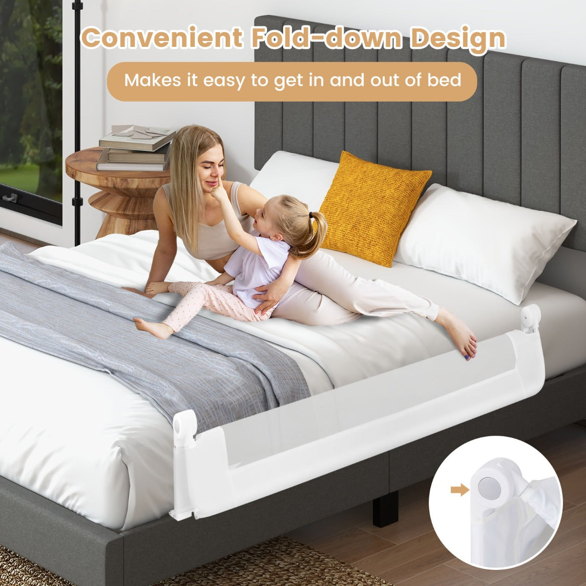 LIVSK Extra Lang Bedhekje voor Peuters - Veiligheid en Comfort - Opvouwbaar - Ademend Mesh - 150 x 40,5 x 42 cm - Wit