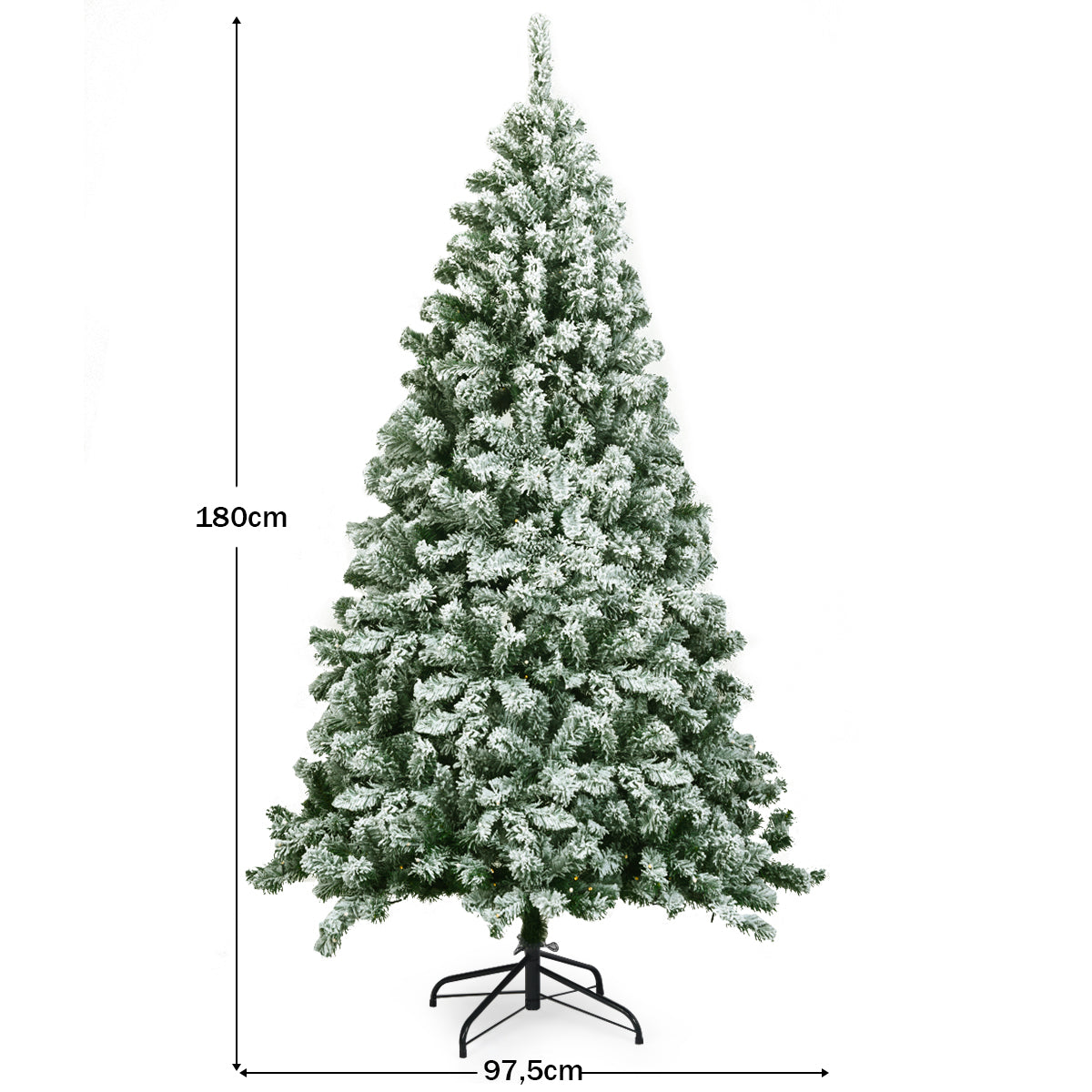 LIVSK Sneeuw Gevlokte Kunstkerstboom - 928 PVC-takken - Inklapbare Standaard - Scharnierend Ontwerp - 180 cm - Groen