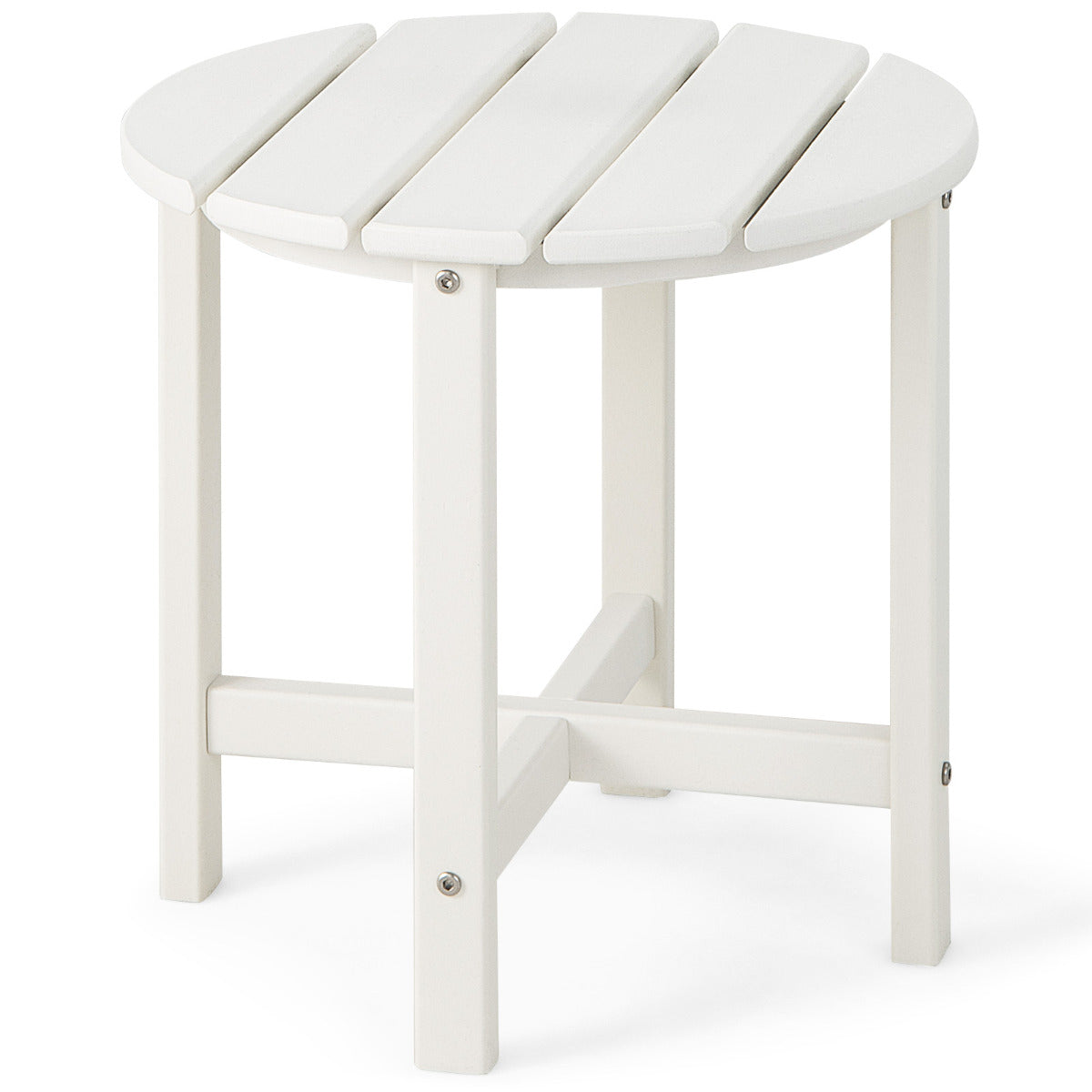 LIVSK Bijzettafel - Ronde Weerbestendige Tuintafel van HDPE - Onderhoudsvriendelijk - Draagvermogen 100 kg - 46 x 46 x 46 cm - Wit