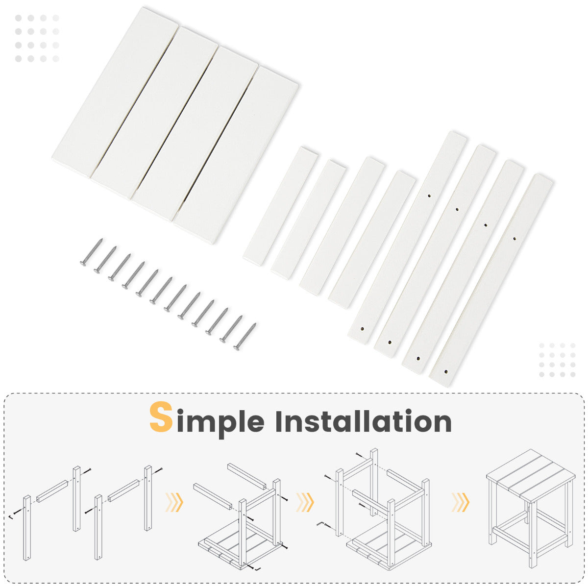 LIVSK Weerbestendige Bijzettafel - HDPE-materiaal - Onderhoudsvriendelijk - Draagvermogen 100 kg - 35,5 x 35,5 x 46,5 cm - Wit