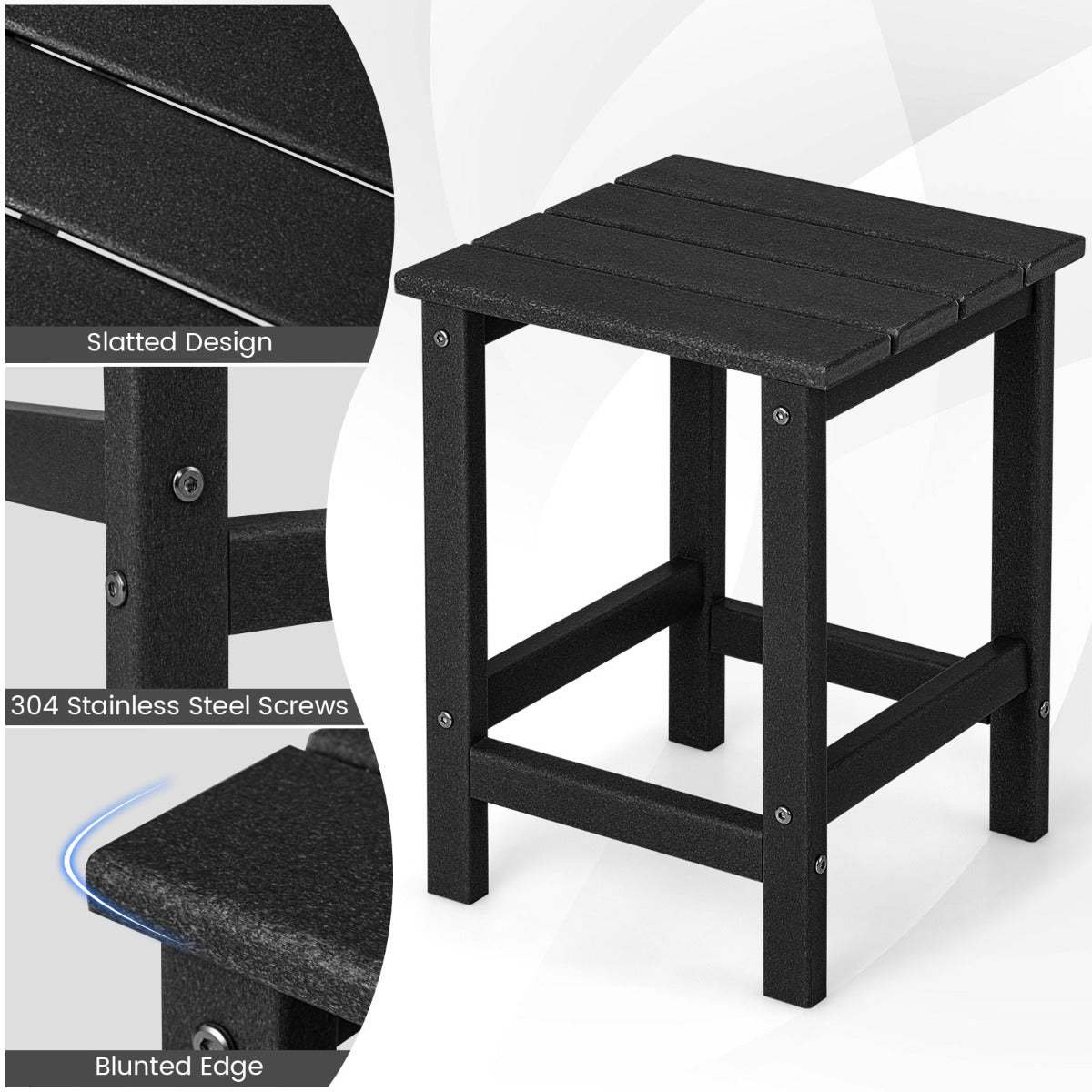 LIVSK Weerbestendige Kunststof Bijzettafel - Duurzaam HDPE - Praktisch Lattendesign - 100 kg Draagvermogen - 35,5 x 35,5 x 46,5