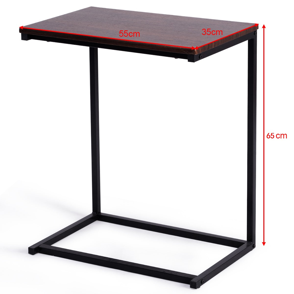 LIVSK Multifunctionele Laptoptafel - MDF Tafelblad - Metaal Frame - Stabiel en Elegant - 55 x 35 x 65 cm - Koffie