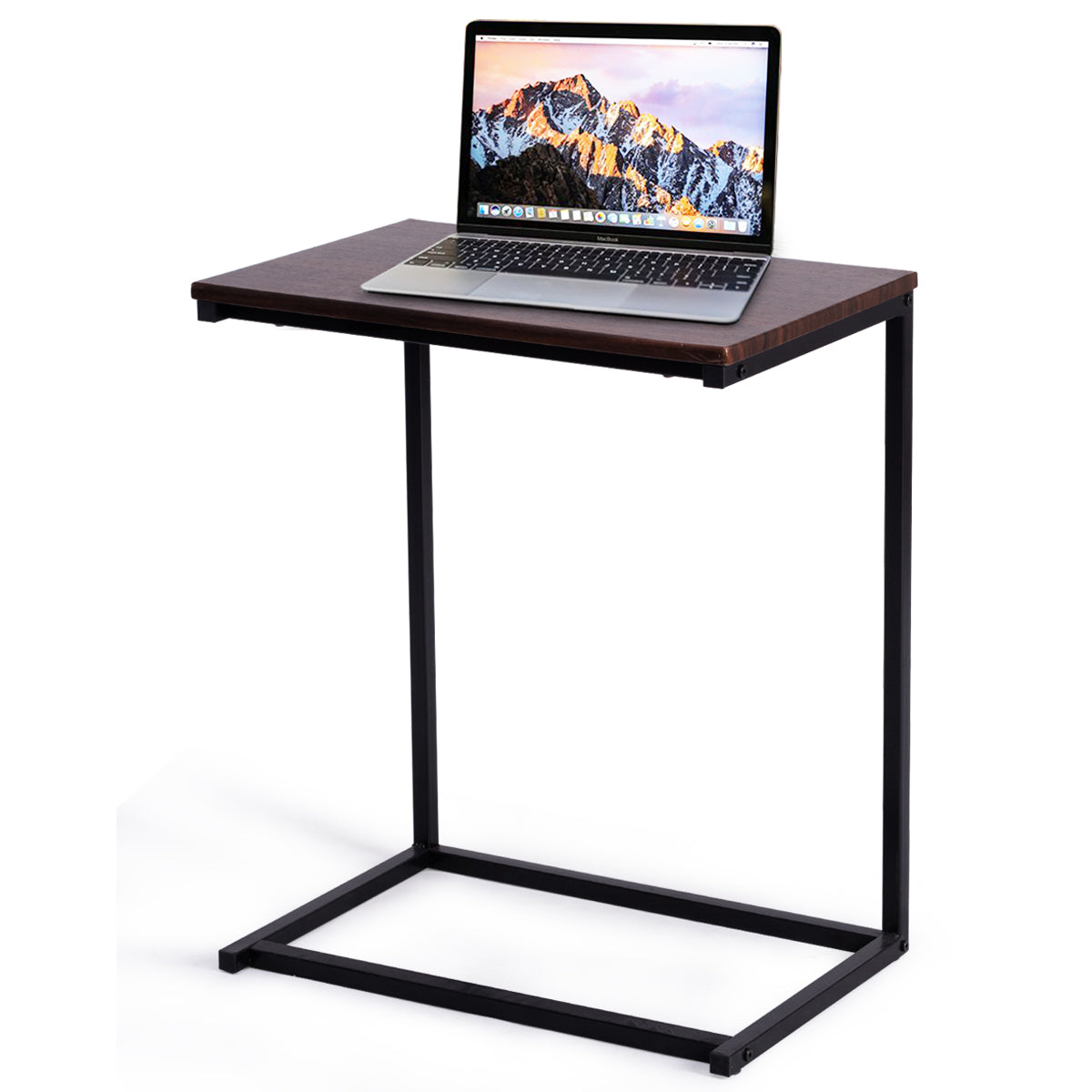 LIVSK Multifunctionele Laptoptafel - MDF Tafelblad - Metaal Frame - Stabiel en Elegant - 55 x 35 x 65 cm - Koffie