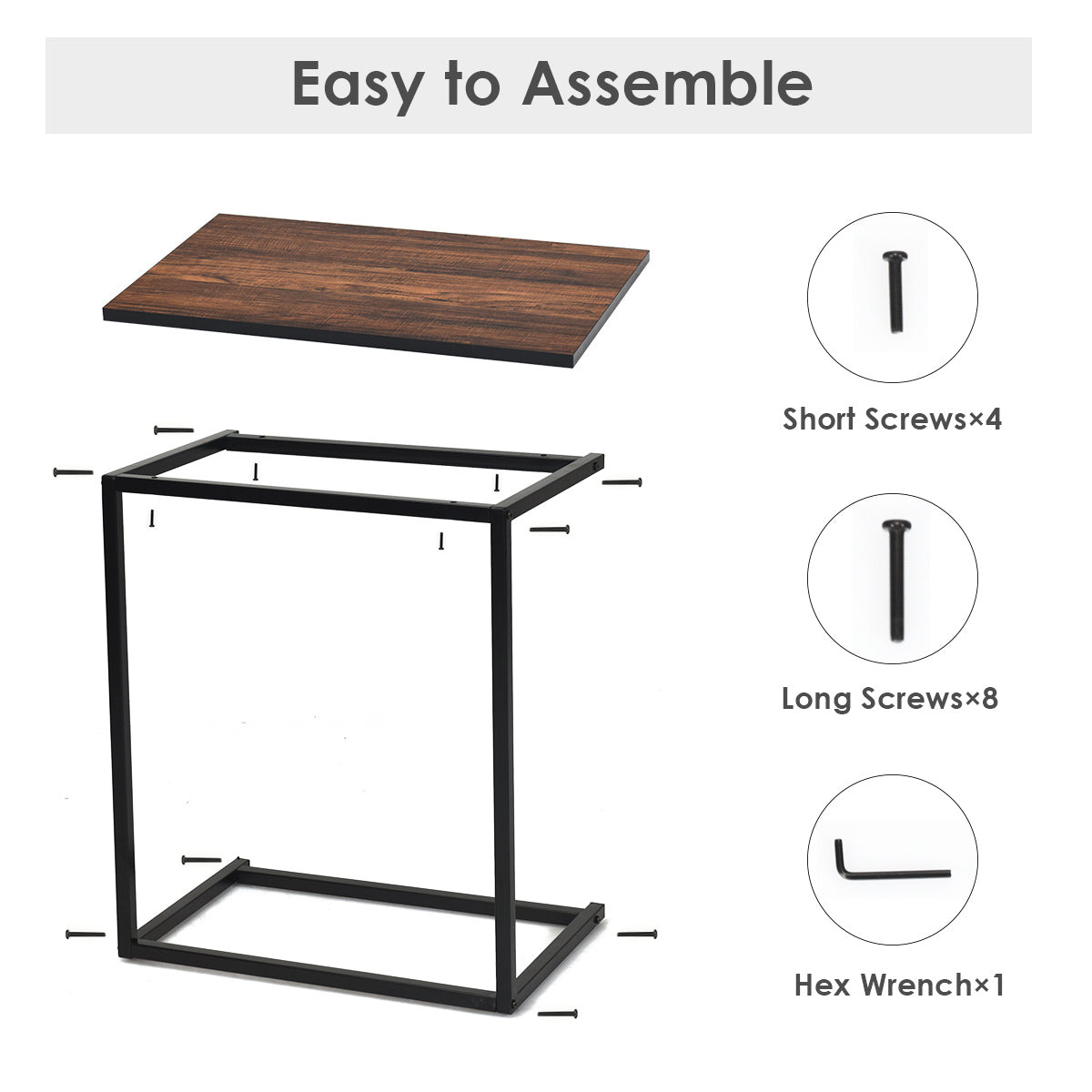 LIVSK Laptoptafel - MDF Tafelblad - Stabiel Metaal - Vloerbescherming - Veelzijdig Gebruik - 55 x 35 x 65 cm - Bruin