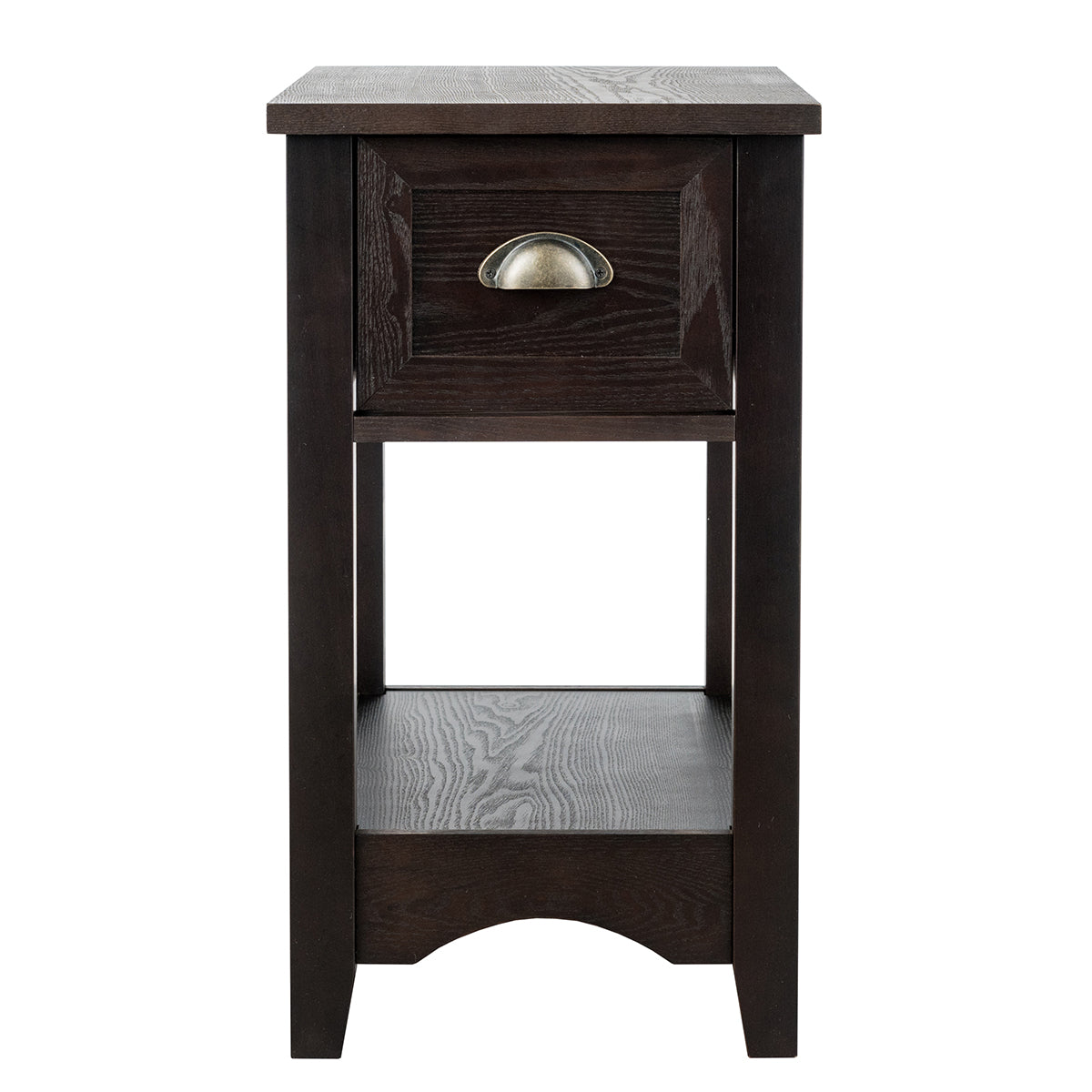 LIVSK Bijzettafel met Lade en Plank - Retro Ontwerp - Duurzaam MDF en Massief Hout - Eenvoudig te Monteren - 56 x 33 x 58,5 cm -