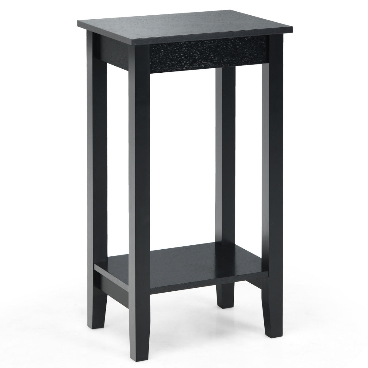 LIVSK Bijzettafel - 2-Laags Houten Ontwerp - Stevige Constructie - Ruimtebesparend - Multifunctioneel - 40 x 30 x 73,5 cm - Zwart