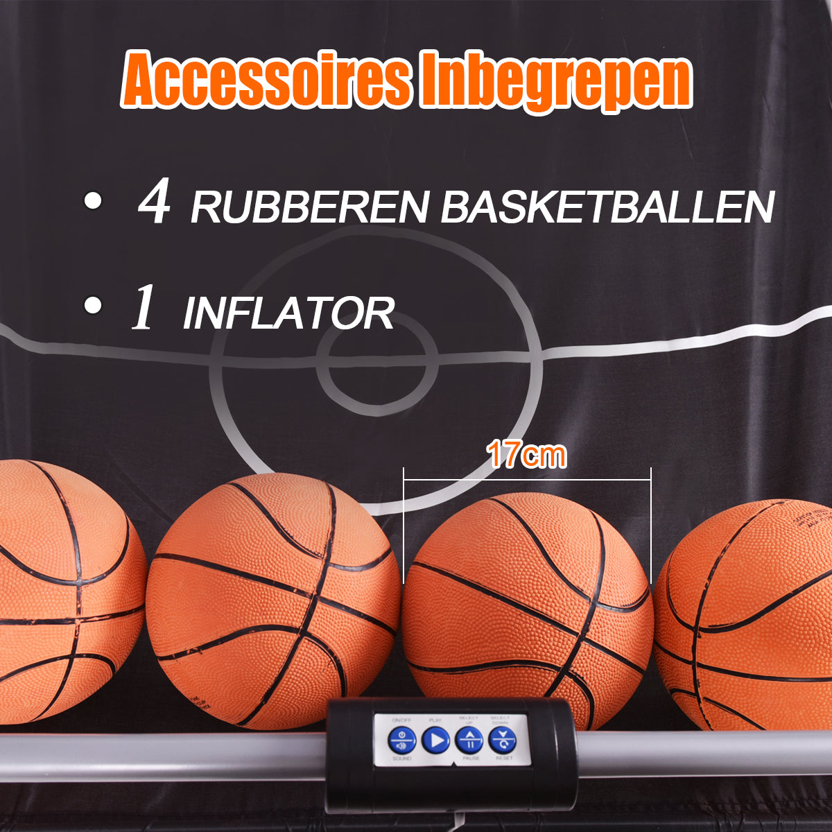 LIVSK Dubbel Schietend Elektronisch Basketbalspel - Inclusief 4 Ballen - 8 Spelopties - Opvouwbaar - Duurzaam - Zwart