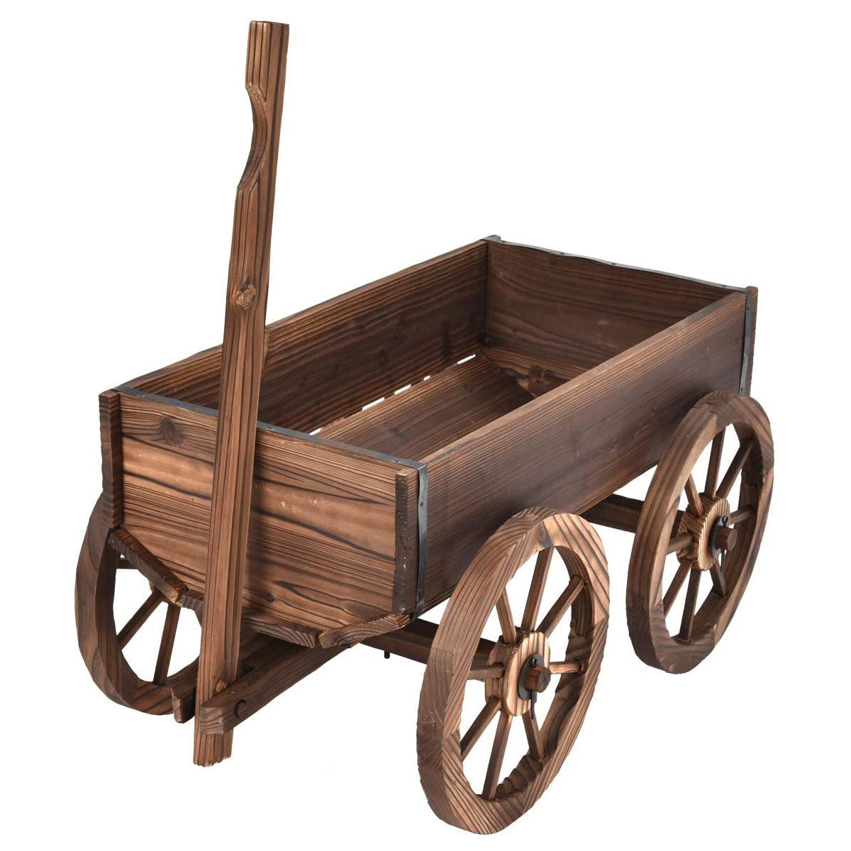 LIVSK Houten Plantenbak Kar - Massief Sparrenhout - Ruime Opslag - 4 Wielen - Gemakkelijk te Verplaatsen - 120 x 43 x 53,5 cm -