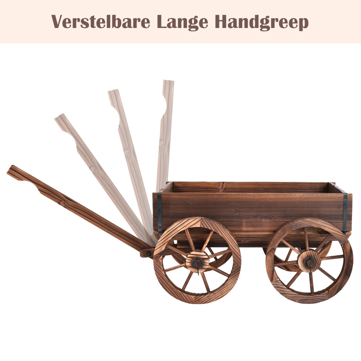 LIVSK Houten Plantenbak Kar - Massief Sparrenhout - Ruime Opslag - 4 Wielen - Gemakkelijk te Verplaatsen - 120 x 43 x 53,5 cm -