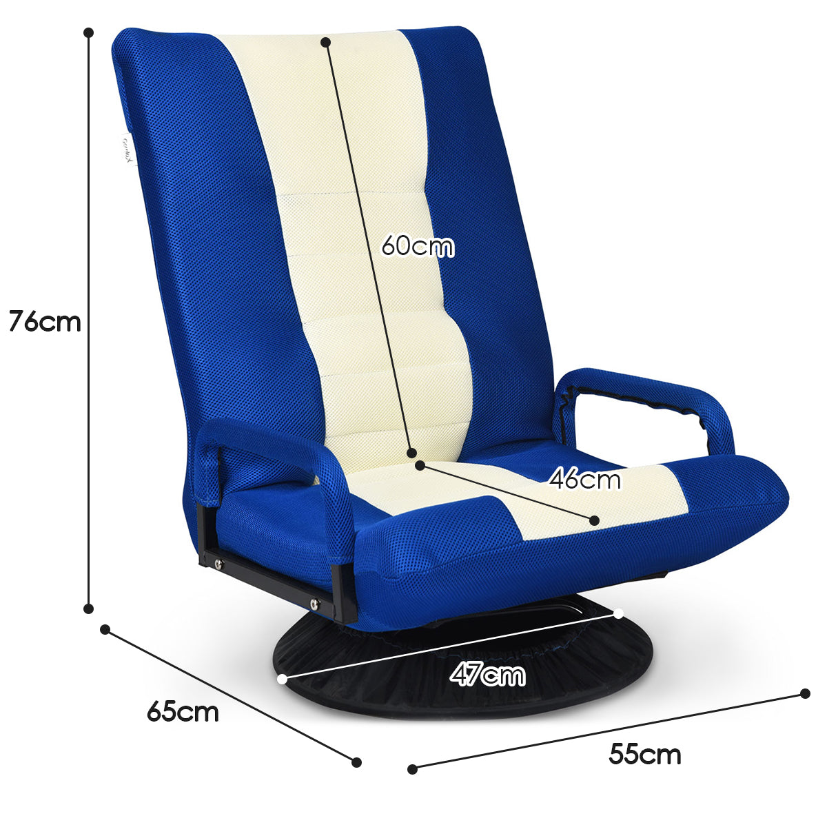 Livsk costway bodenstuhl bodensessel 360drehbar verstellbarer ruckenlehne gamer sessel 100kg blau 5